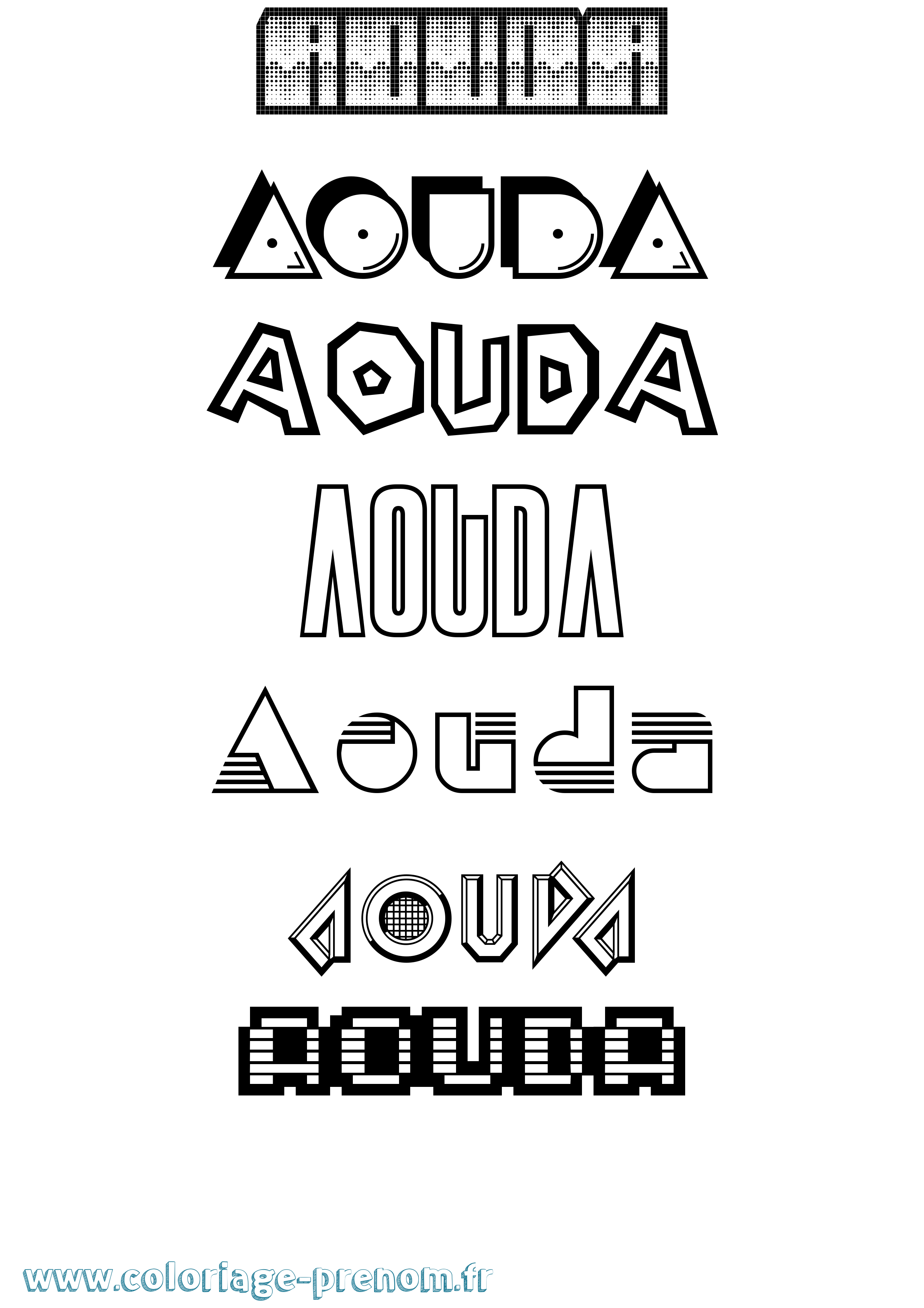 Coloriage Aouda Jeux Vidéos Coloriage prénom Aouda Jeux Vidéos