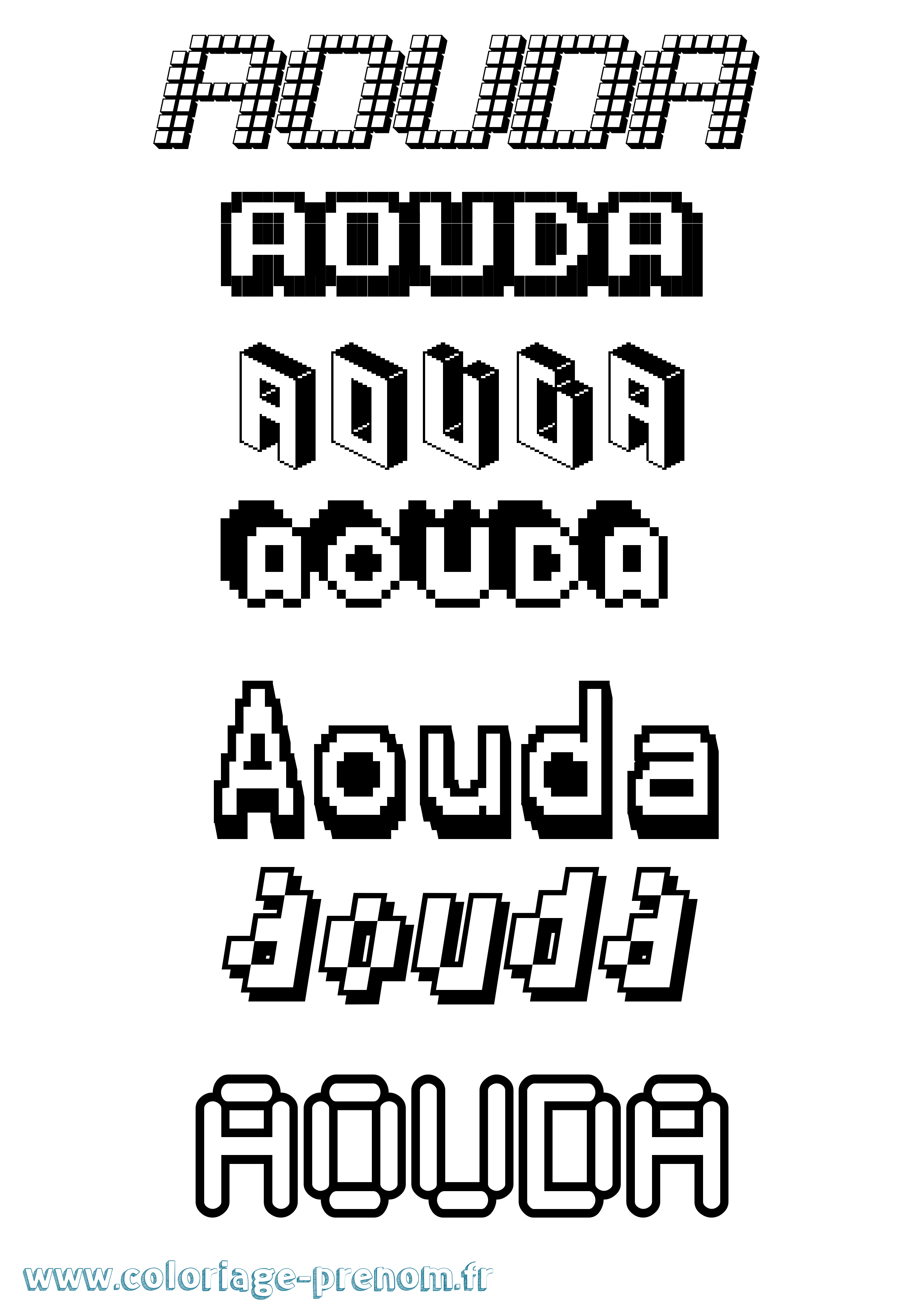 Coloriage Aouda Pixel Coloriage prénom Aouda Pixel
