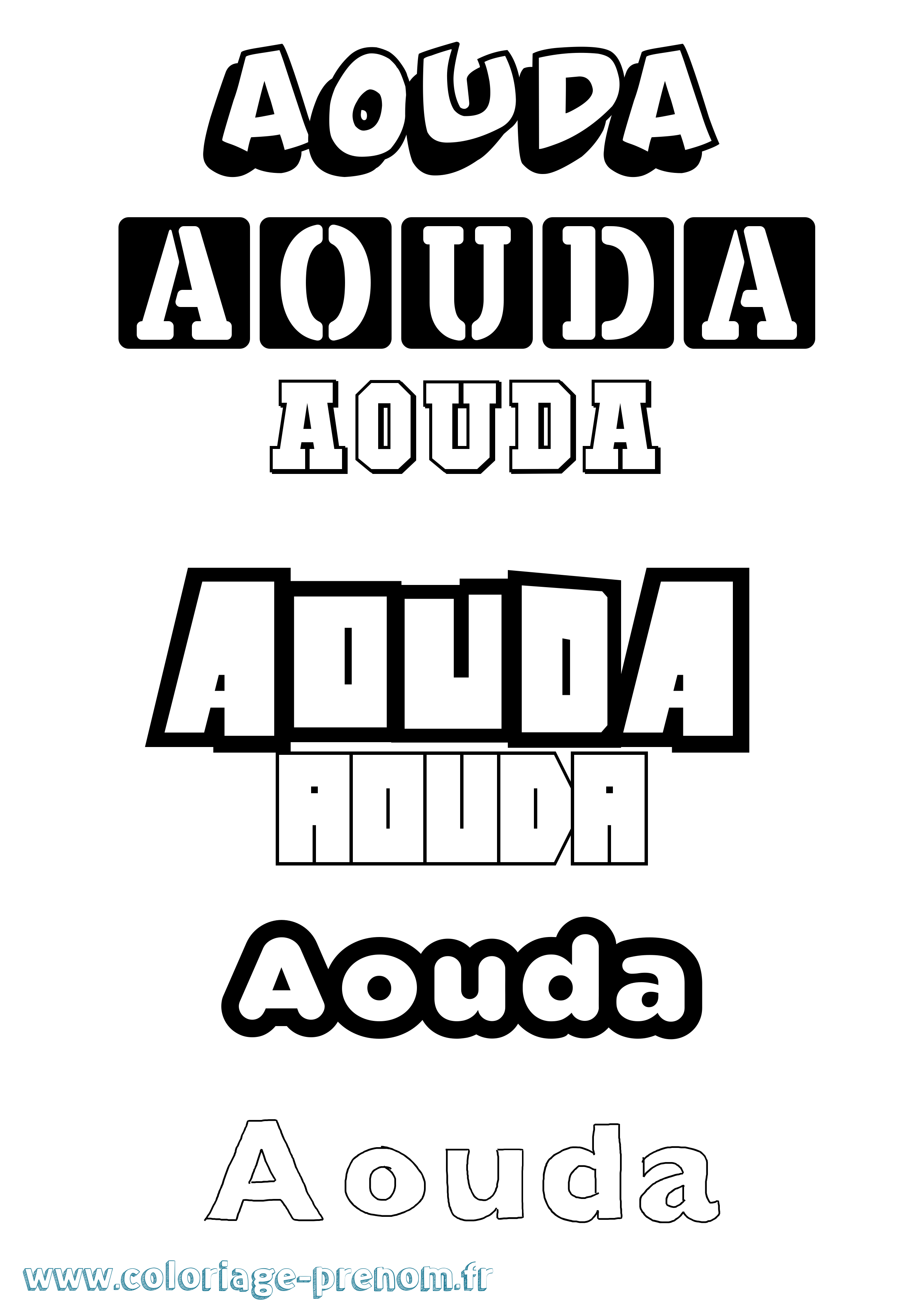 Coloriage Aouda Simple Coloriage prénom Aouda Simple