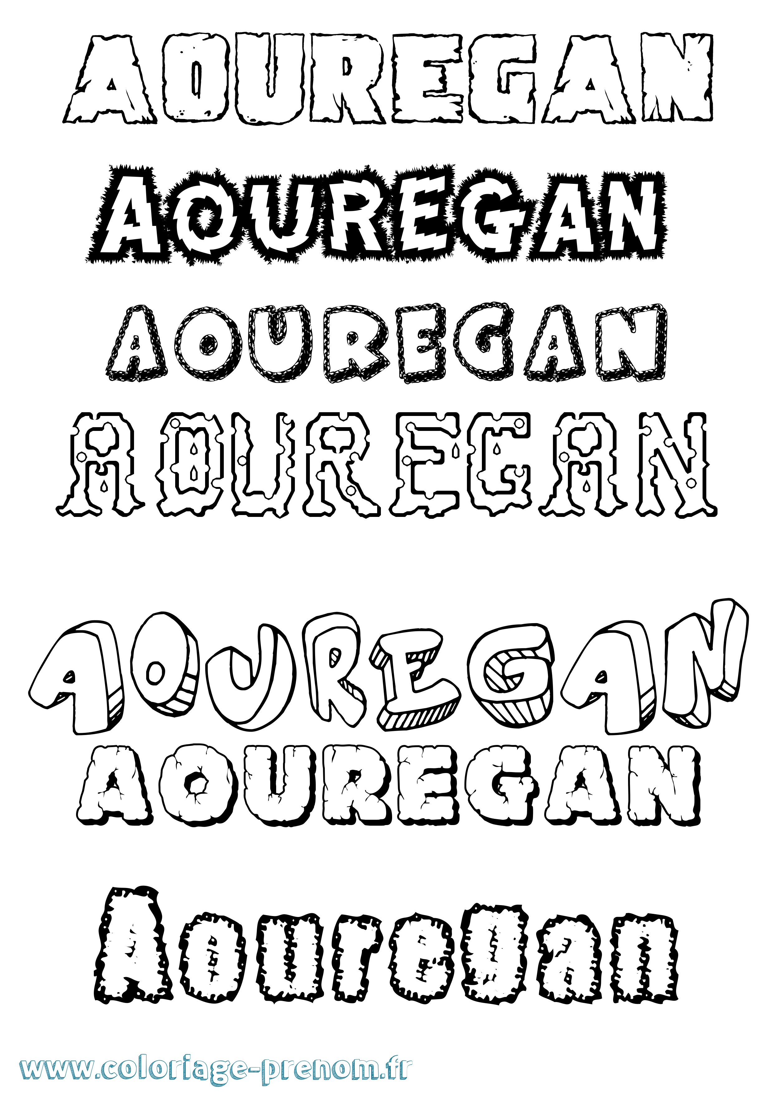 Coloriage Aouregan Destructuré Coloriage prénom Aouregan Destructuré