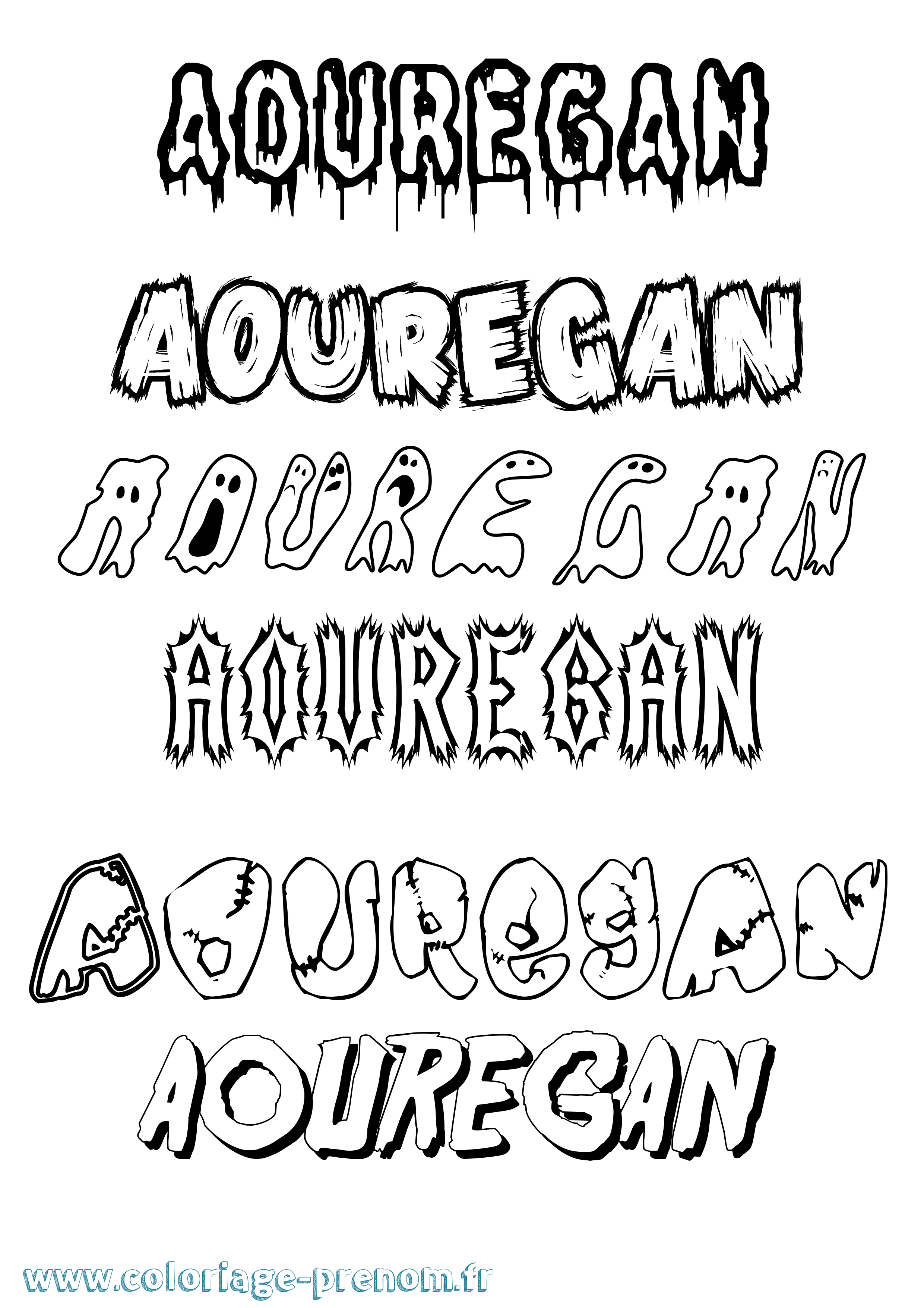 Coloriage Aouregan Frisson Coloriage prénom Aouregan Frisson