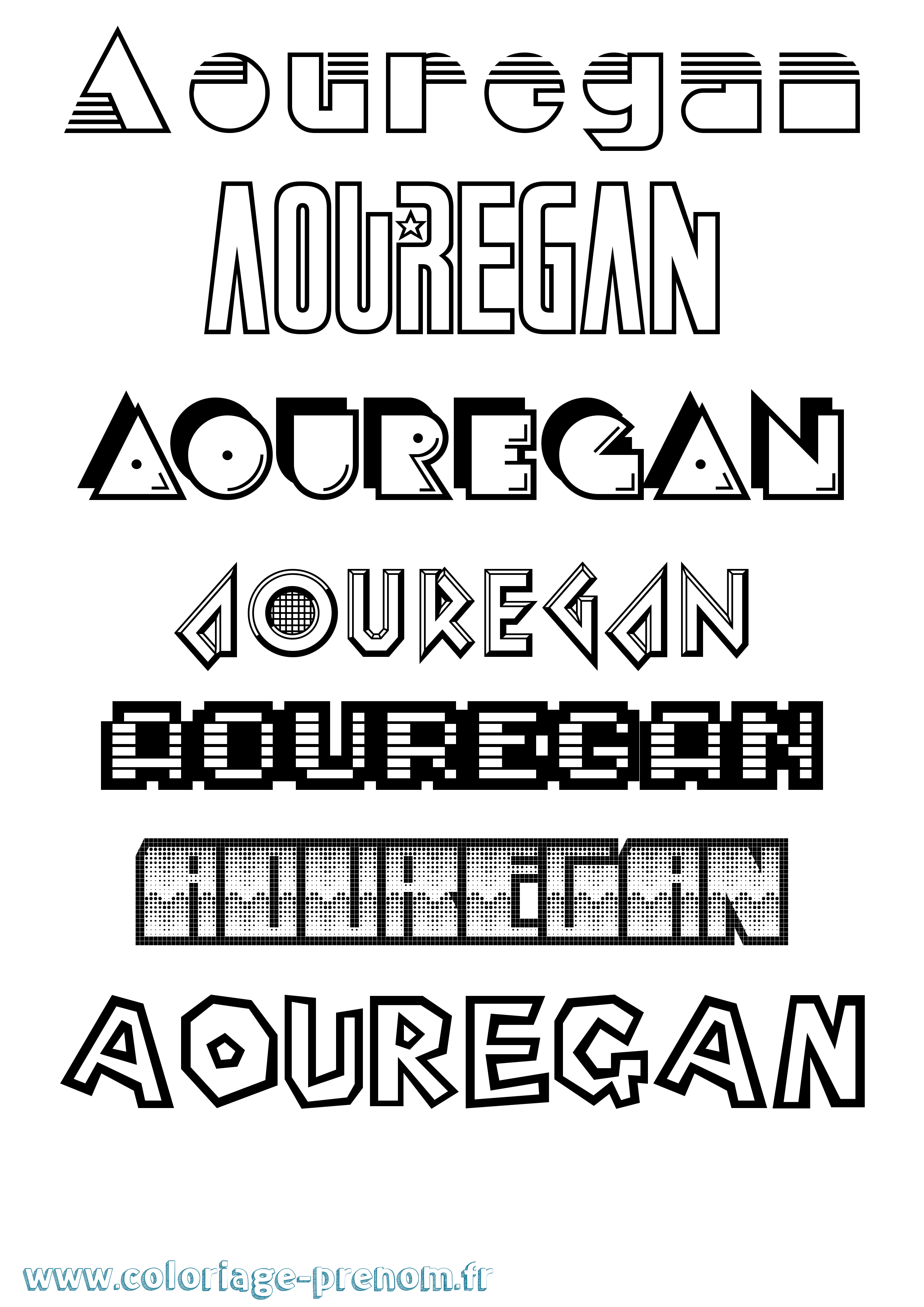 Coloriage Aouregan Jeux Vidéos Coloriage prénom Aouregan Jeux Vidéos