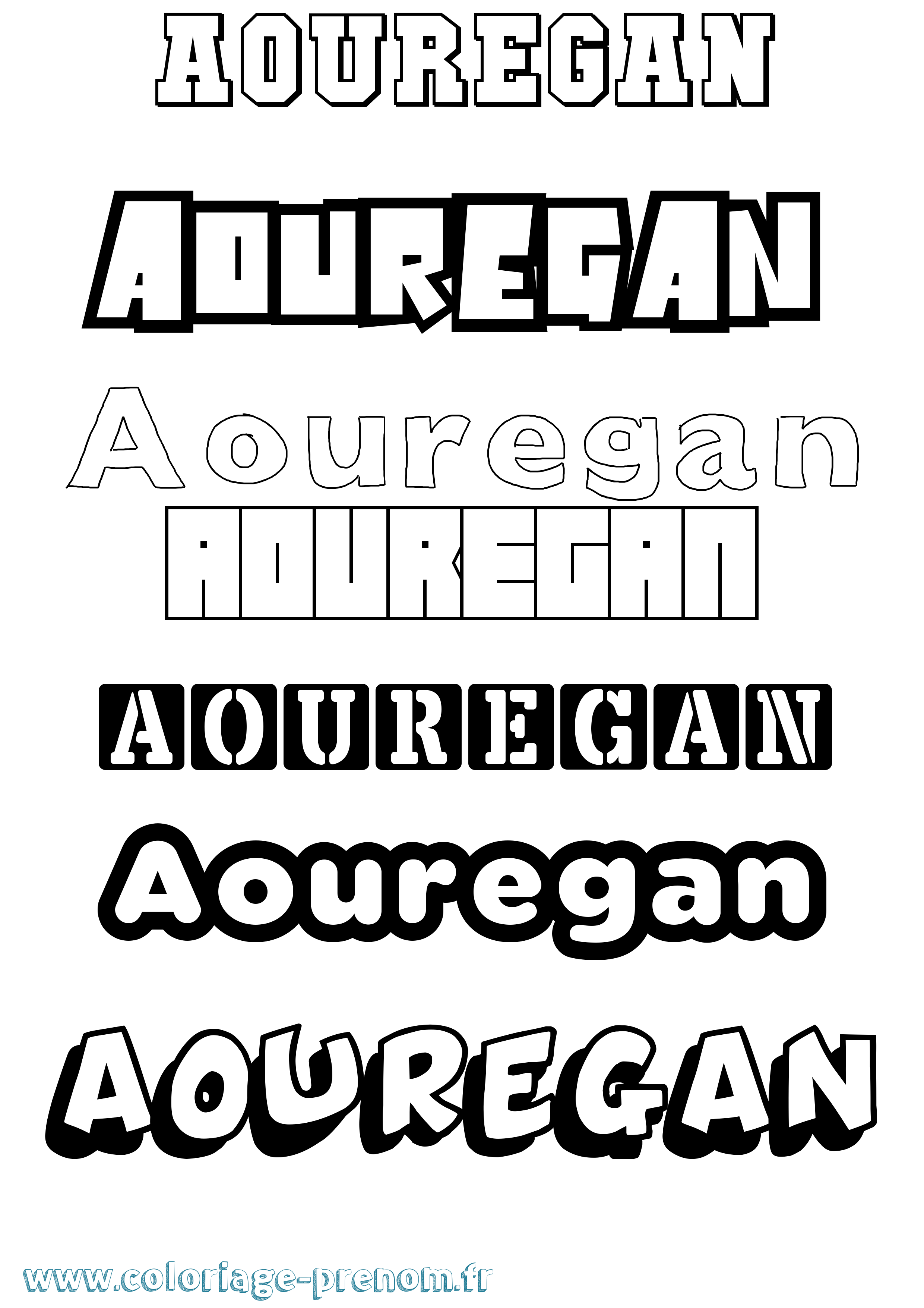 Coloriage Aouregan Simple Coloriage prénom Aouregan Simple