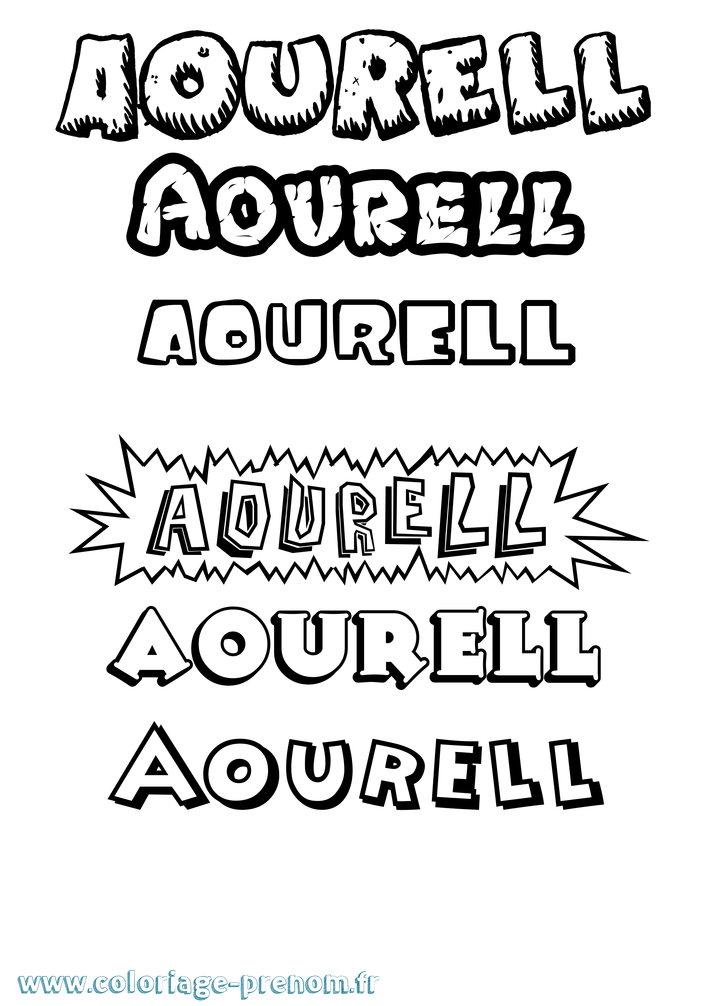 Coloriage Aourell Dessin Animé Coloriage prénom Aourell Dessin Animé