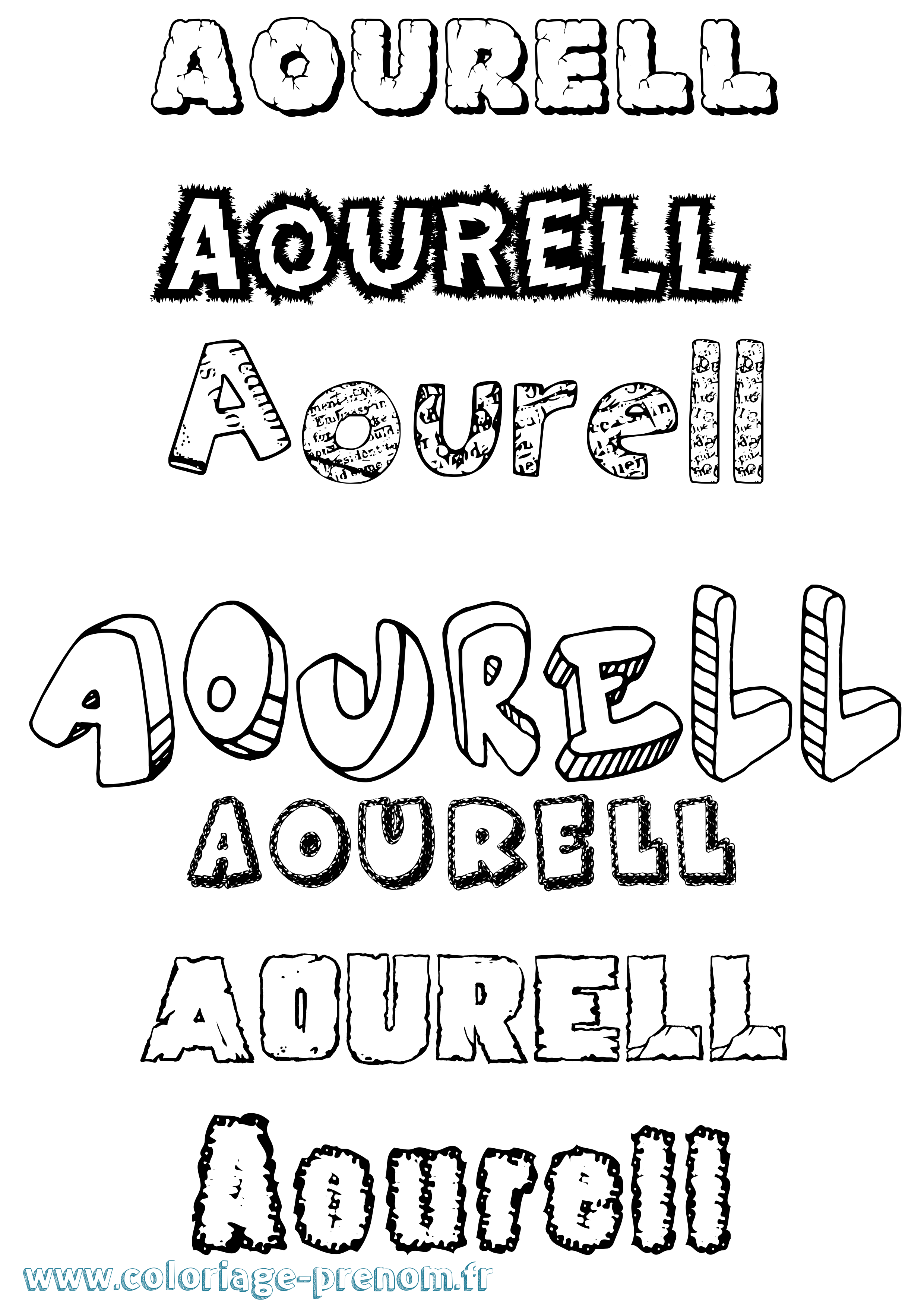 Coloriage Aourell Destructuré Coloriage prénom Aourell Destructuré