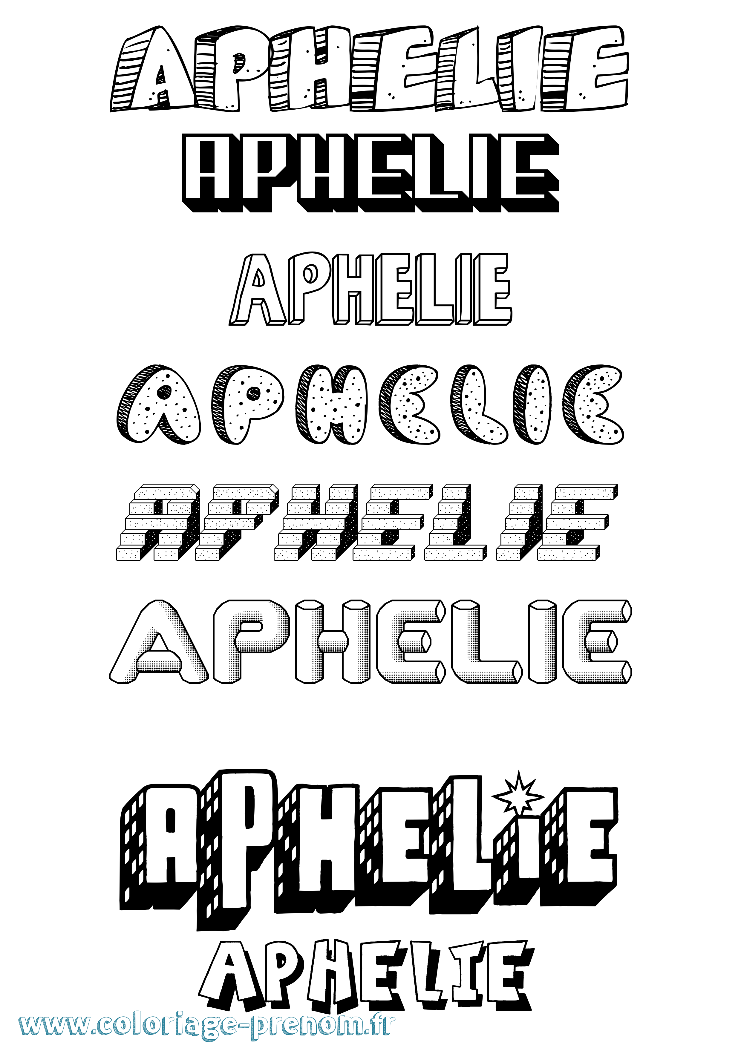 Coloriage Aphelie Effet 3D Coloriage prénom Aphelie Effet 3D