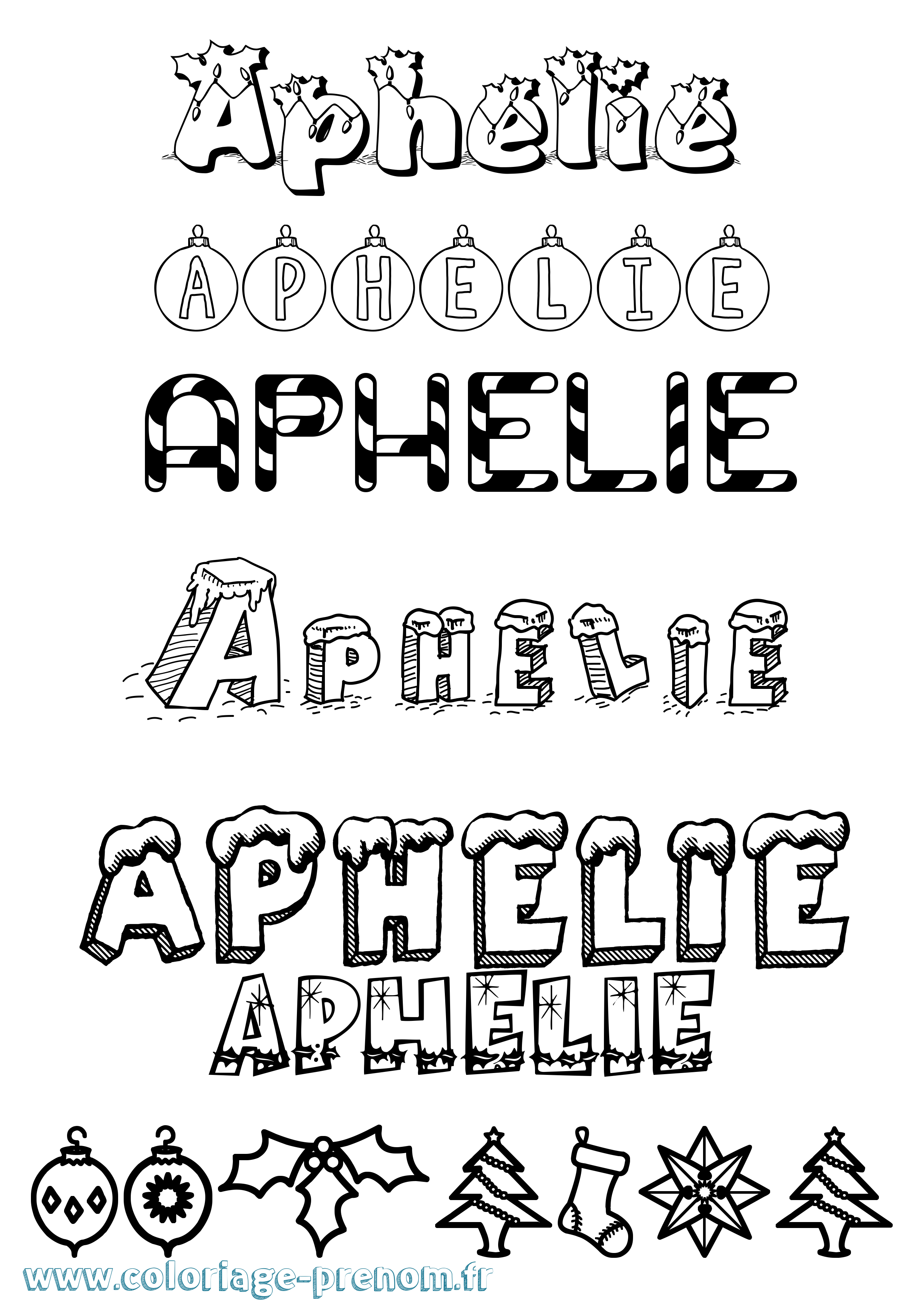 Coloriage Aphelie Noël Coloriage prénom Aphelie Noël