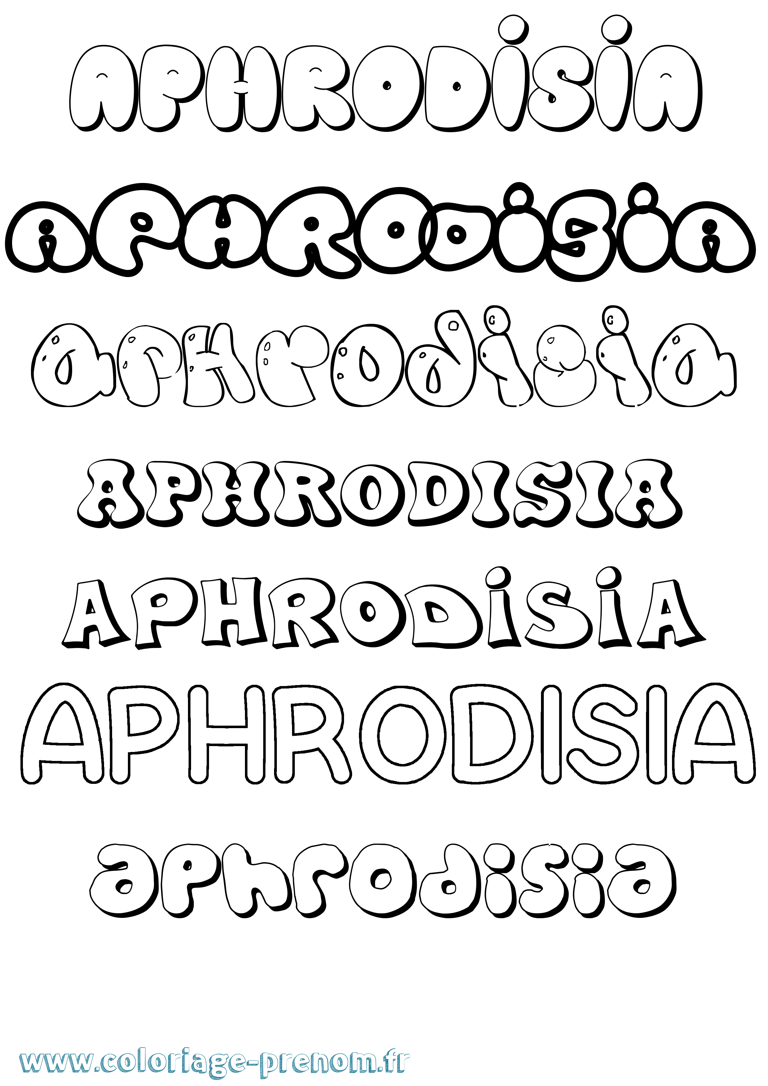 Coloriage Aphrodisia Bubble Coloriage prénom Aphrodisia Bubble