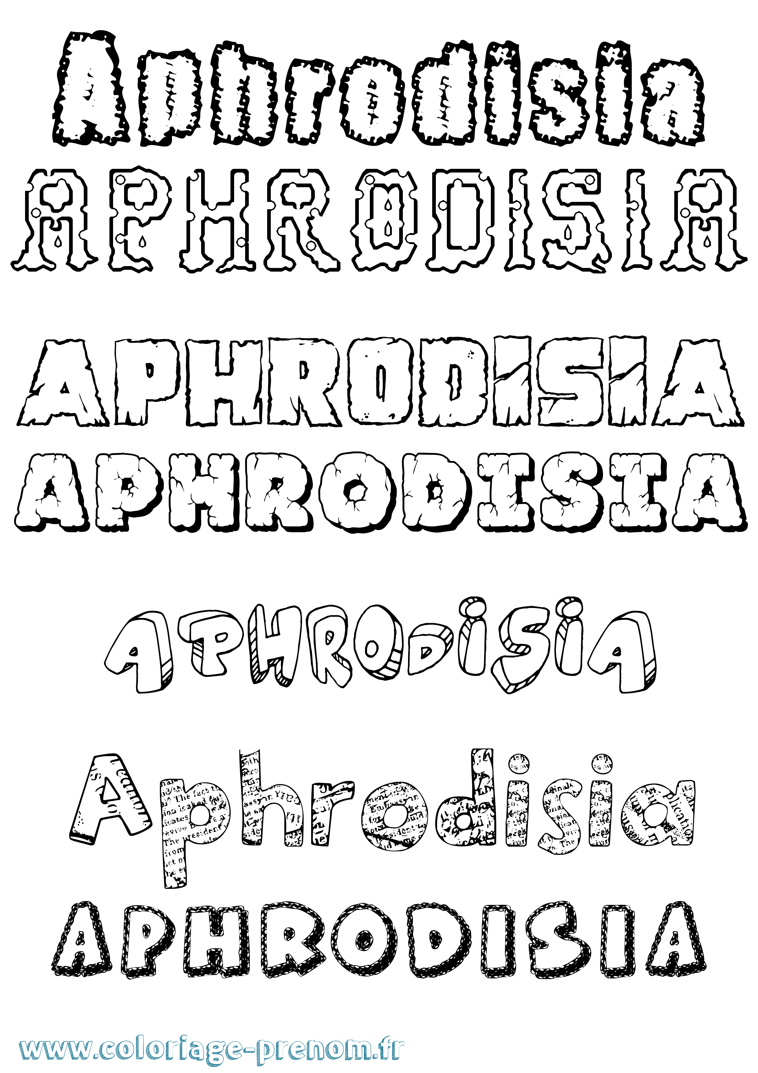 Coloriage Aphrodisia Destructuré Coloriage prénom Aphrodisia Destructuré