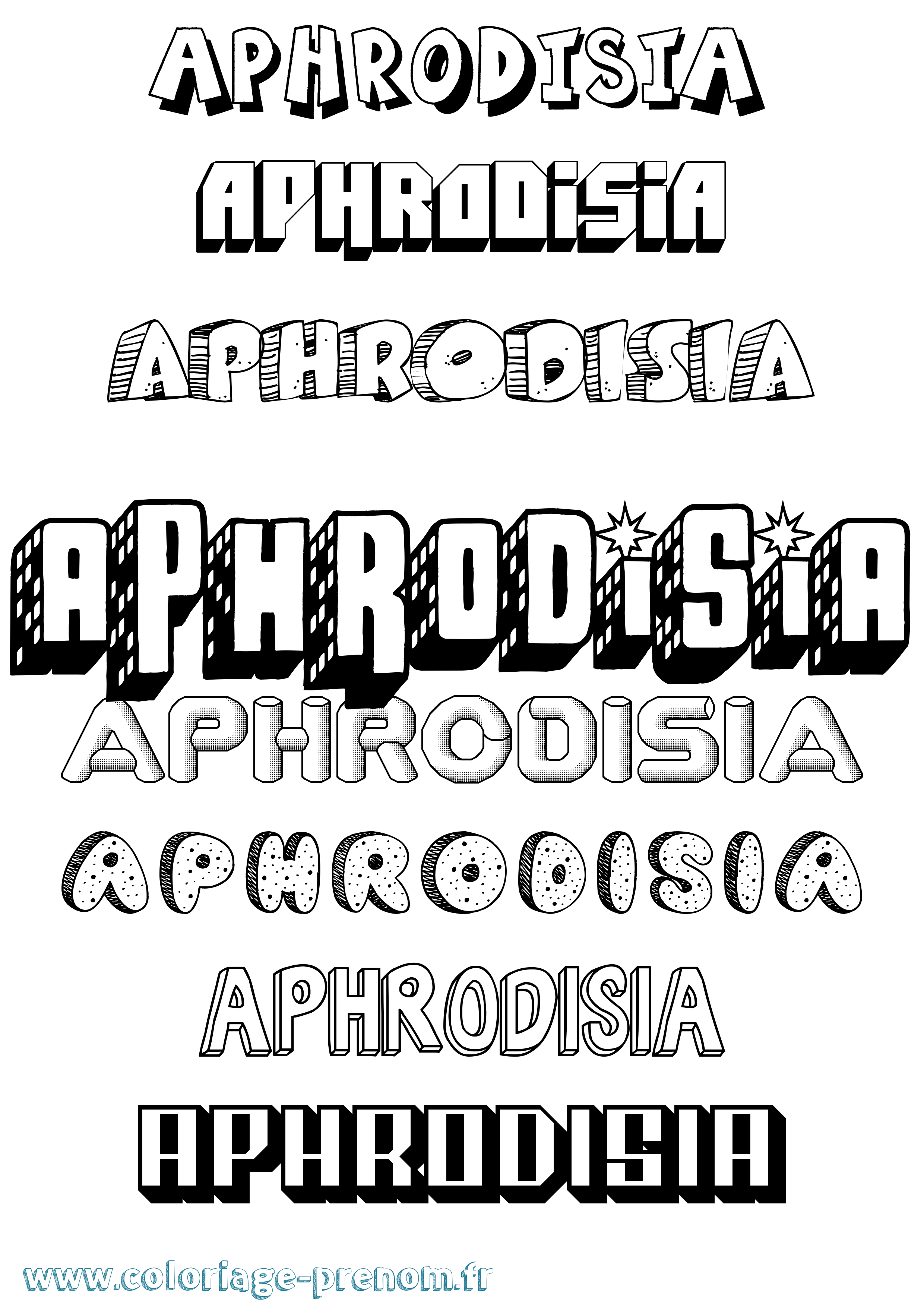 Coloriage Aphrodisia Effet 3D Coloriage prénom Aphrodisia Effet 3D