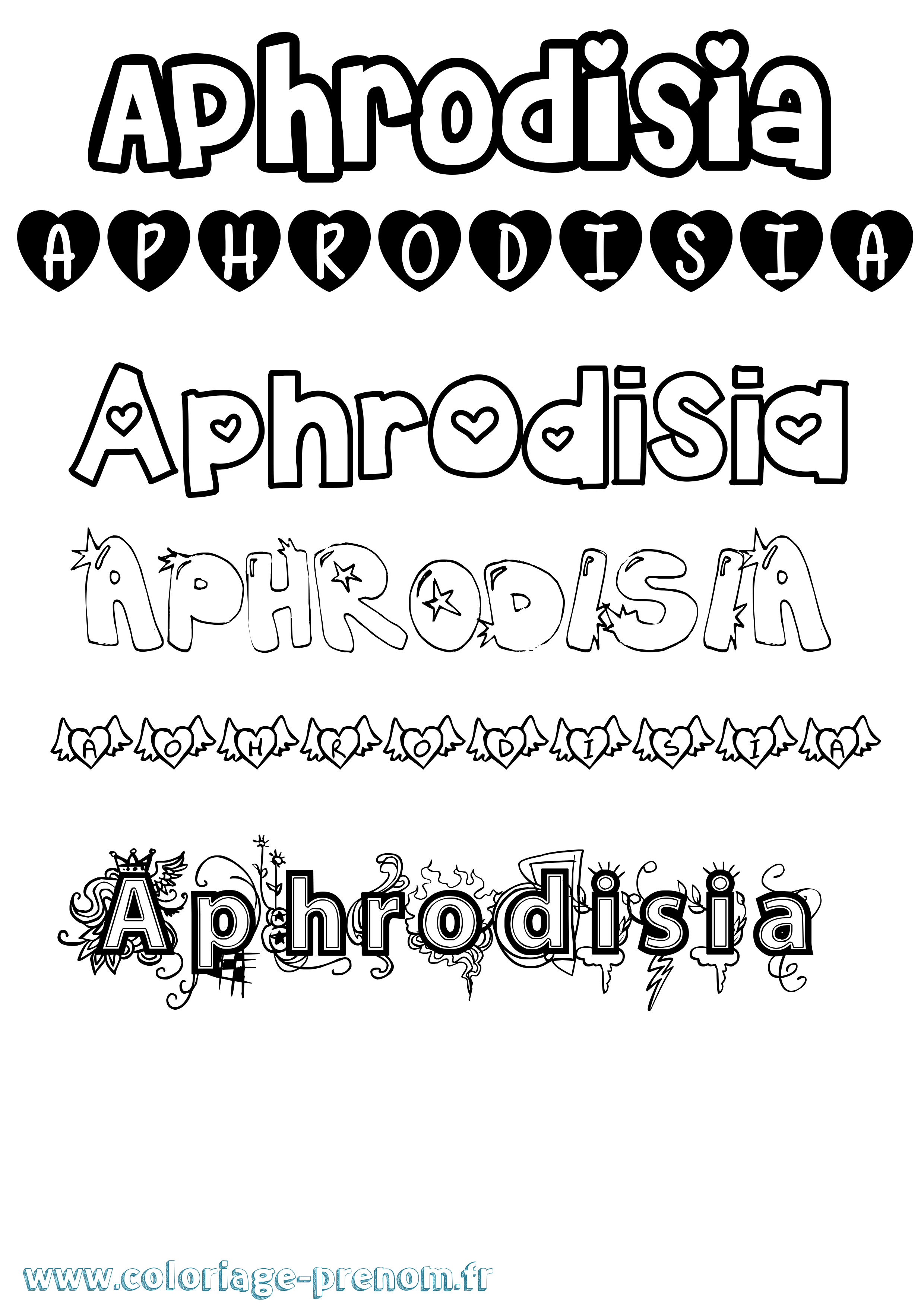 Coloriage Aphrodisia Girly Coloriage prénom Aphrodisia Girly