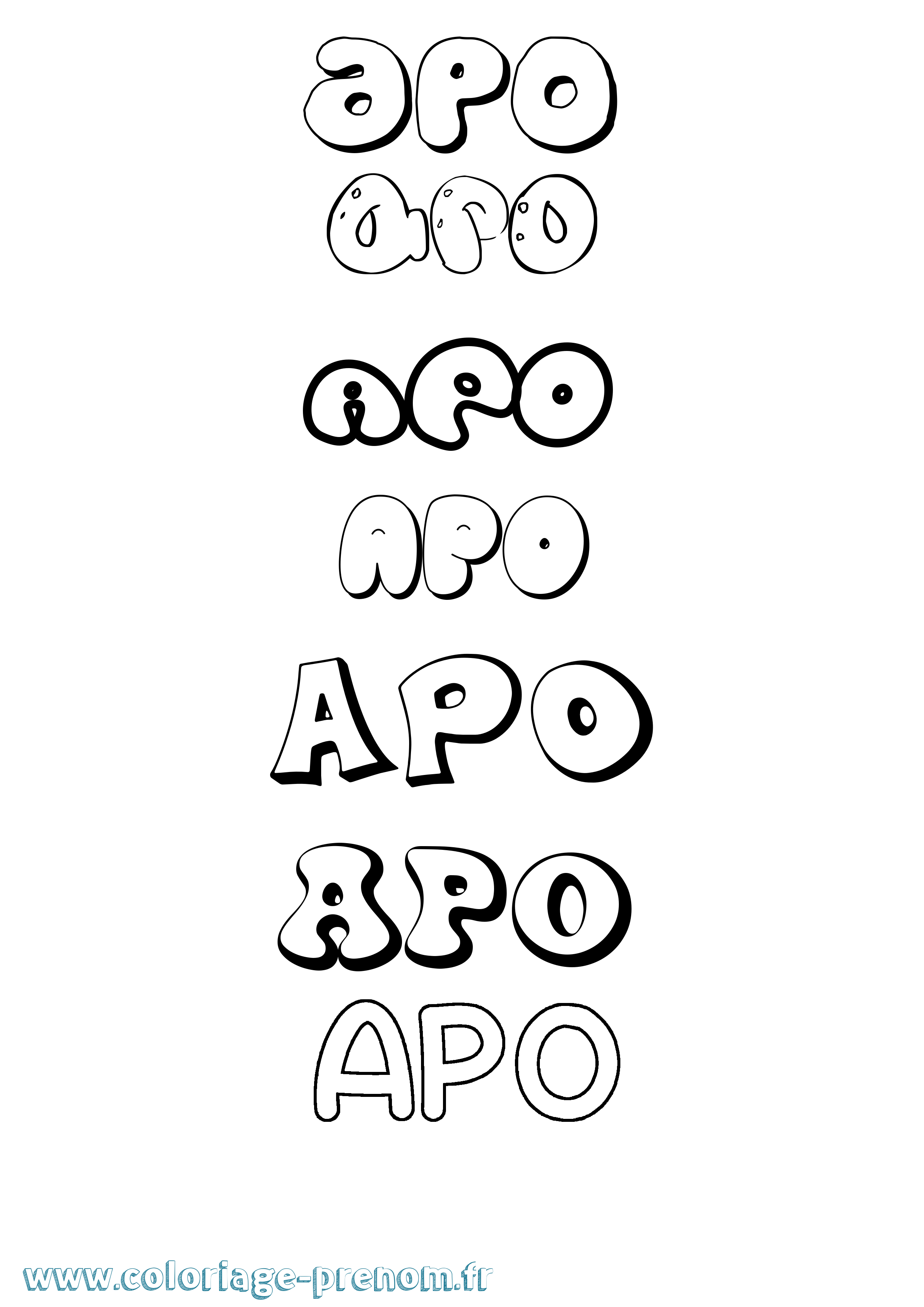 Coloriage Apo Bubble Coloriage prénom Apo Bubble