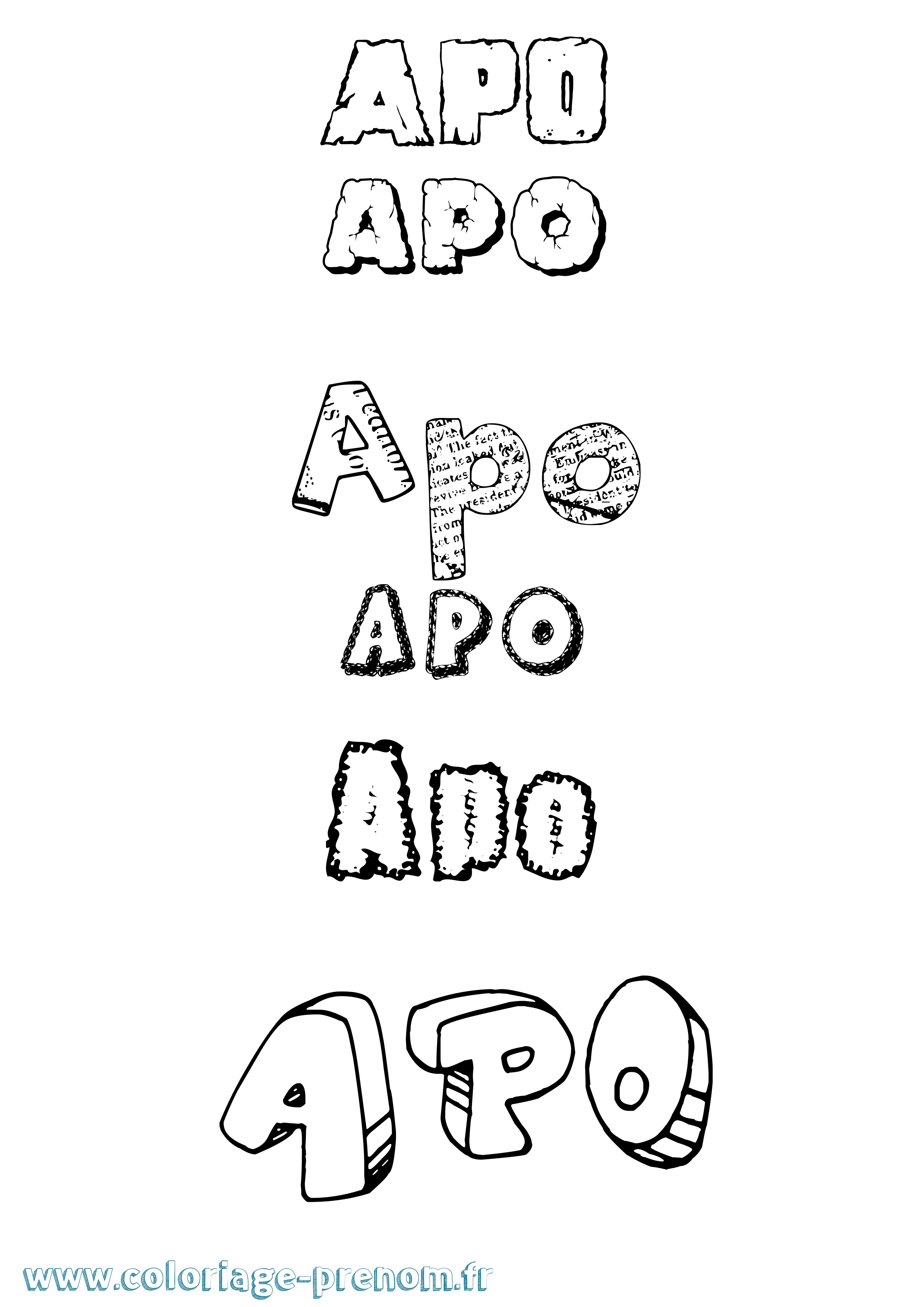 Coloriage Apo Destructuré Coloriage prénom Apo Destructuré