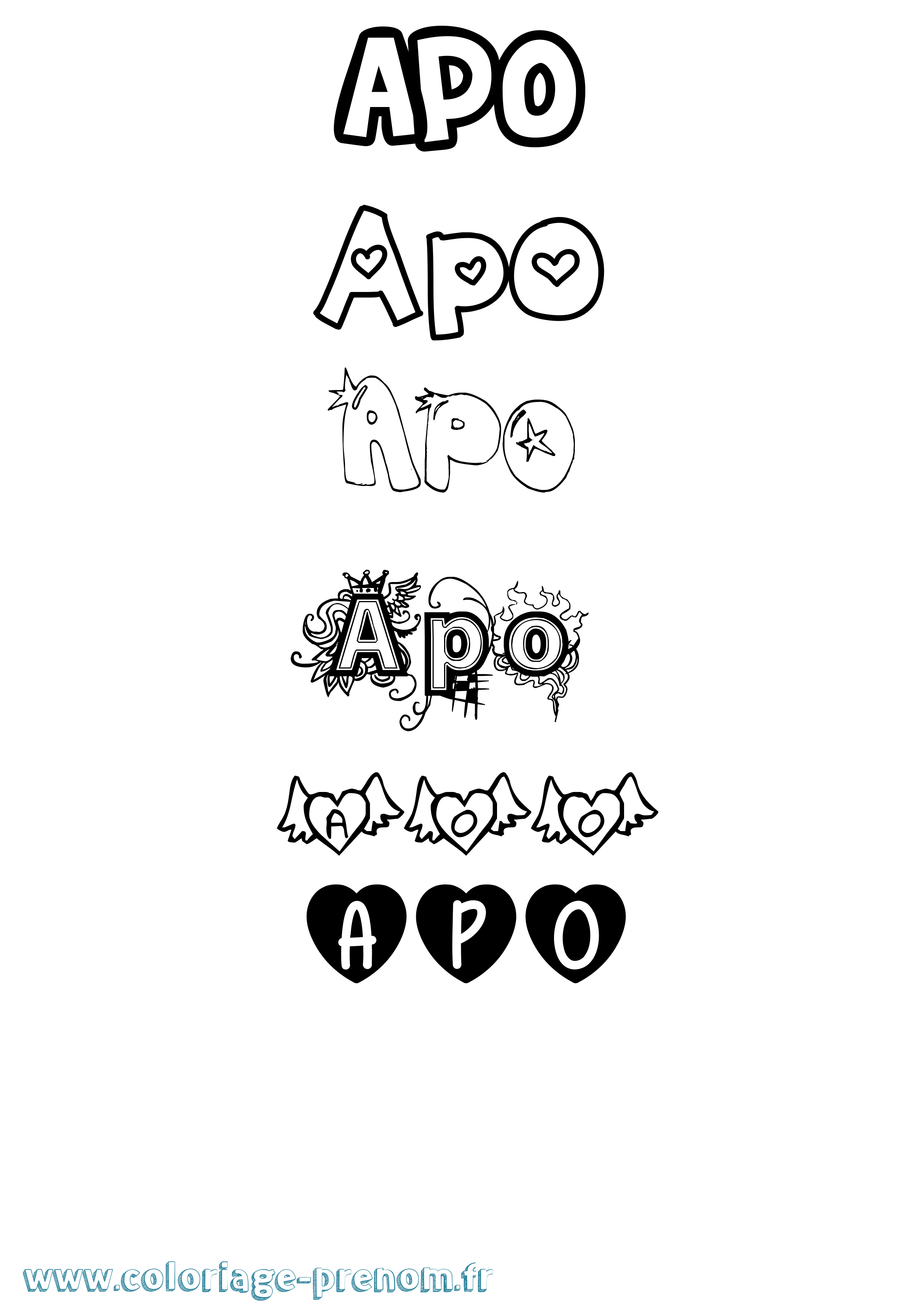 Coloriage Apo Girly Coloriage prénom Apo Girly