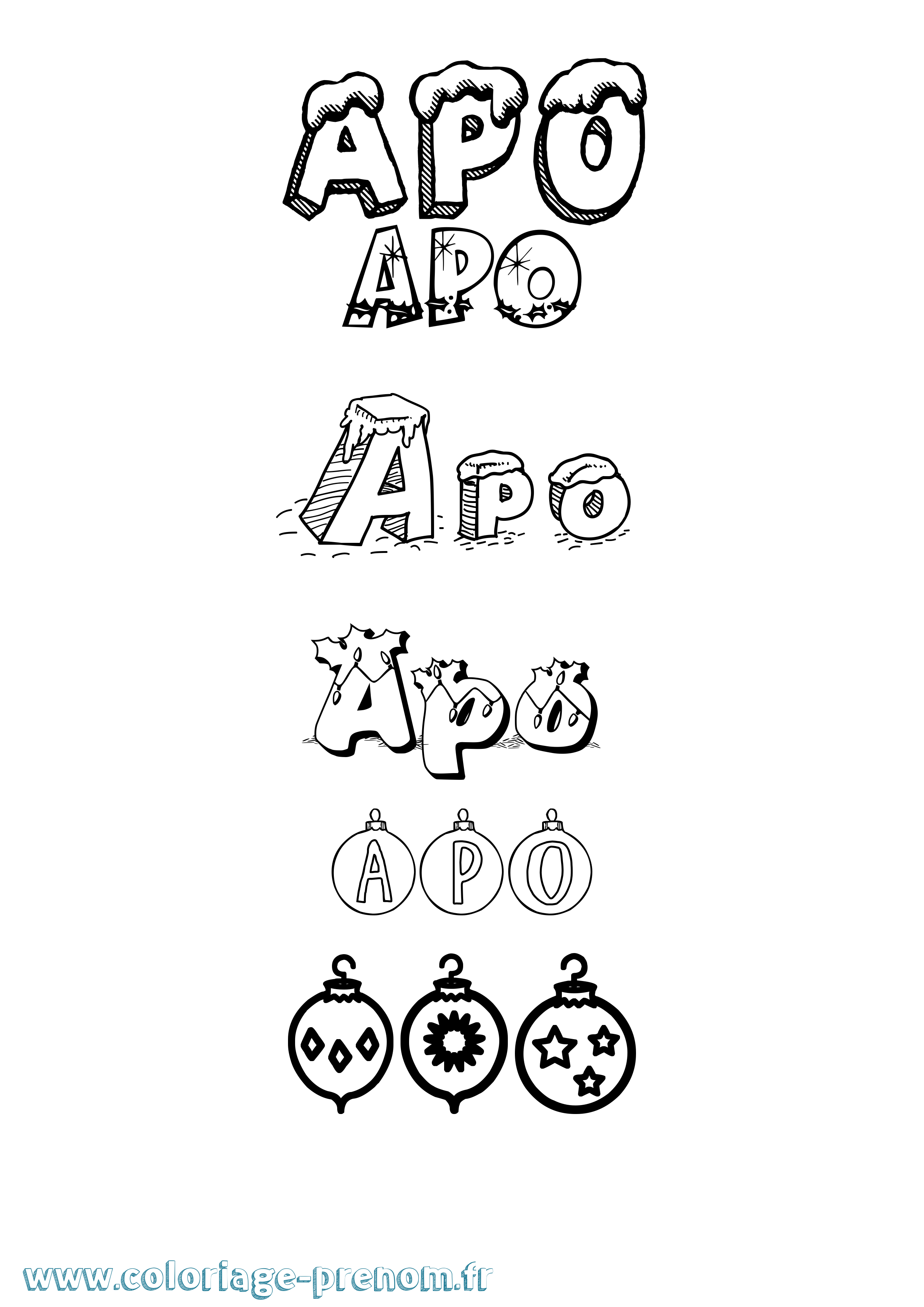 Coloriage Apo Noël Coloriage prénom Apo Noël
