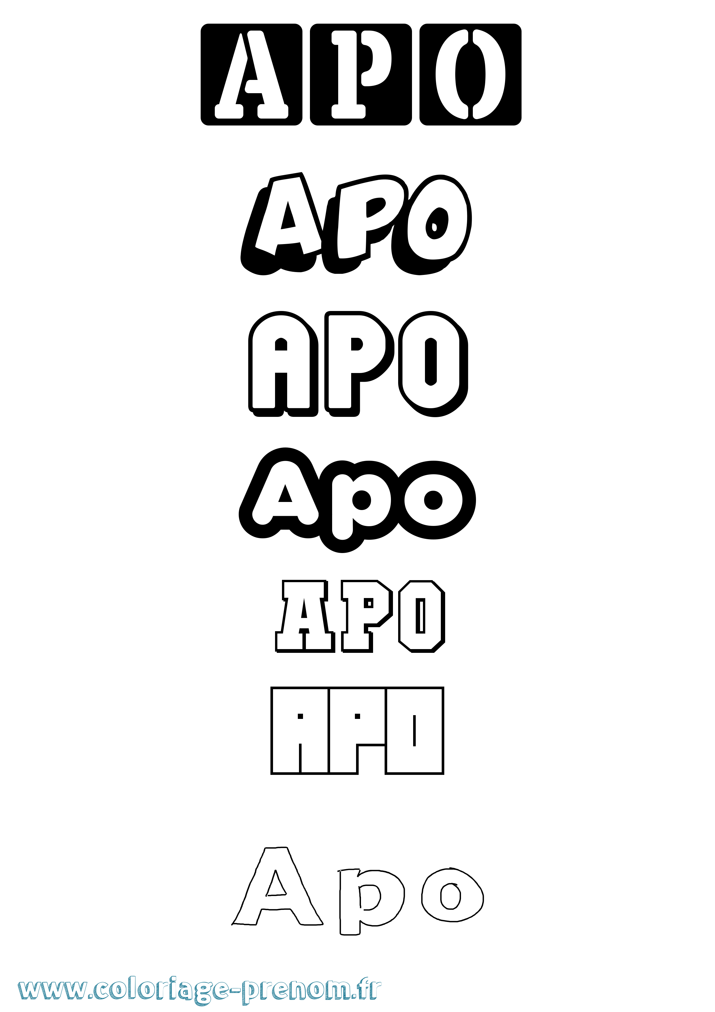 Coloriage Apo Simple Coloriage prénom Apo Simple