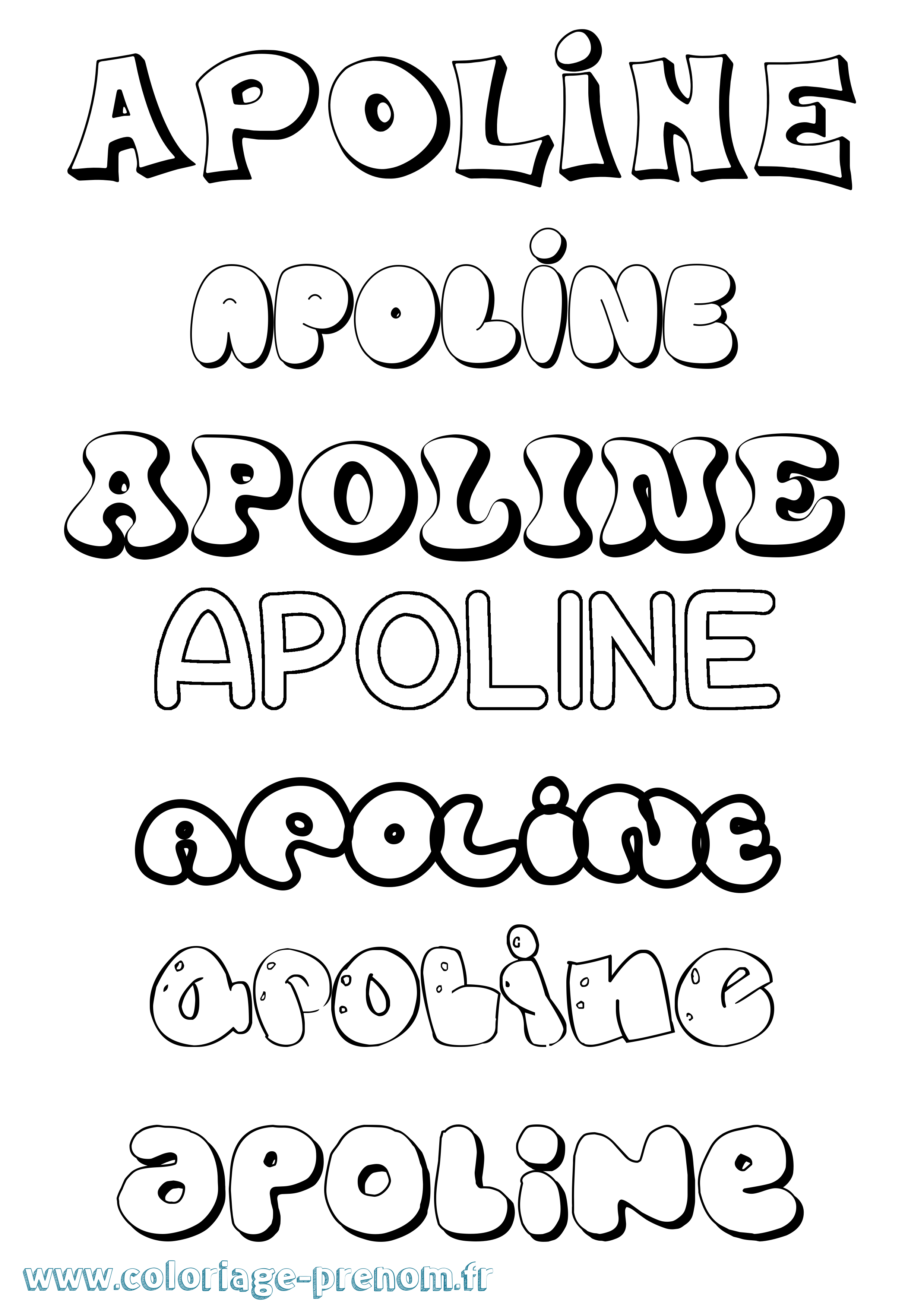 Coloriage Apoline Bubble Coloriage prénom Apoline Bubble
