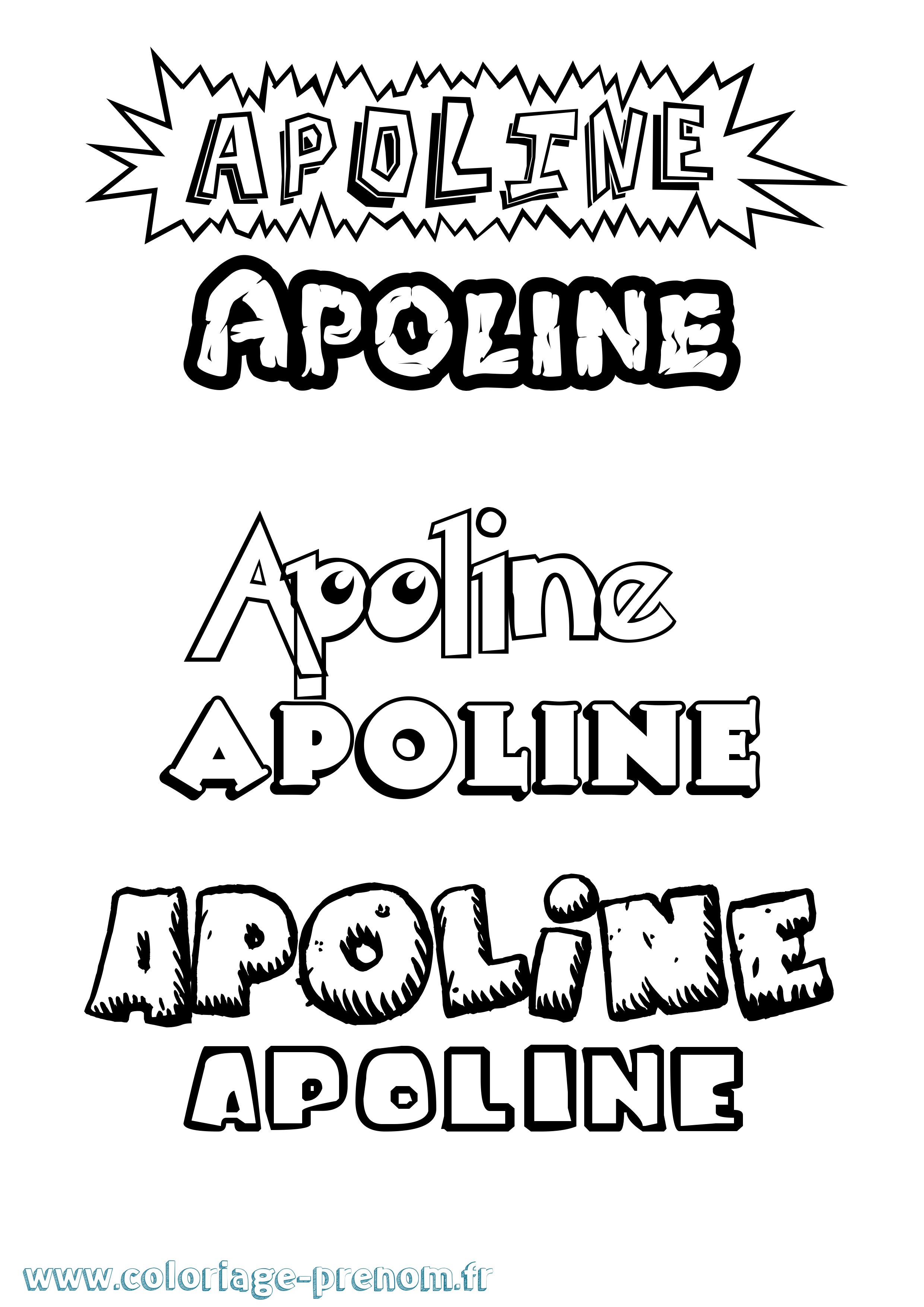 Coloriage Apoline Dessin Animé Coloriage prénom Apoline Dessin Animé