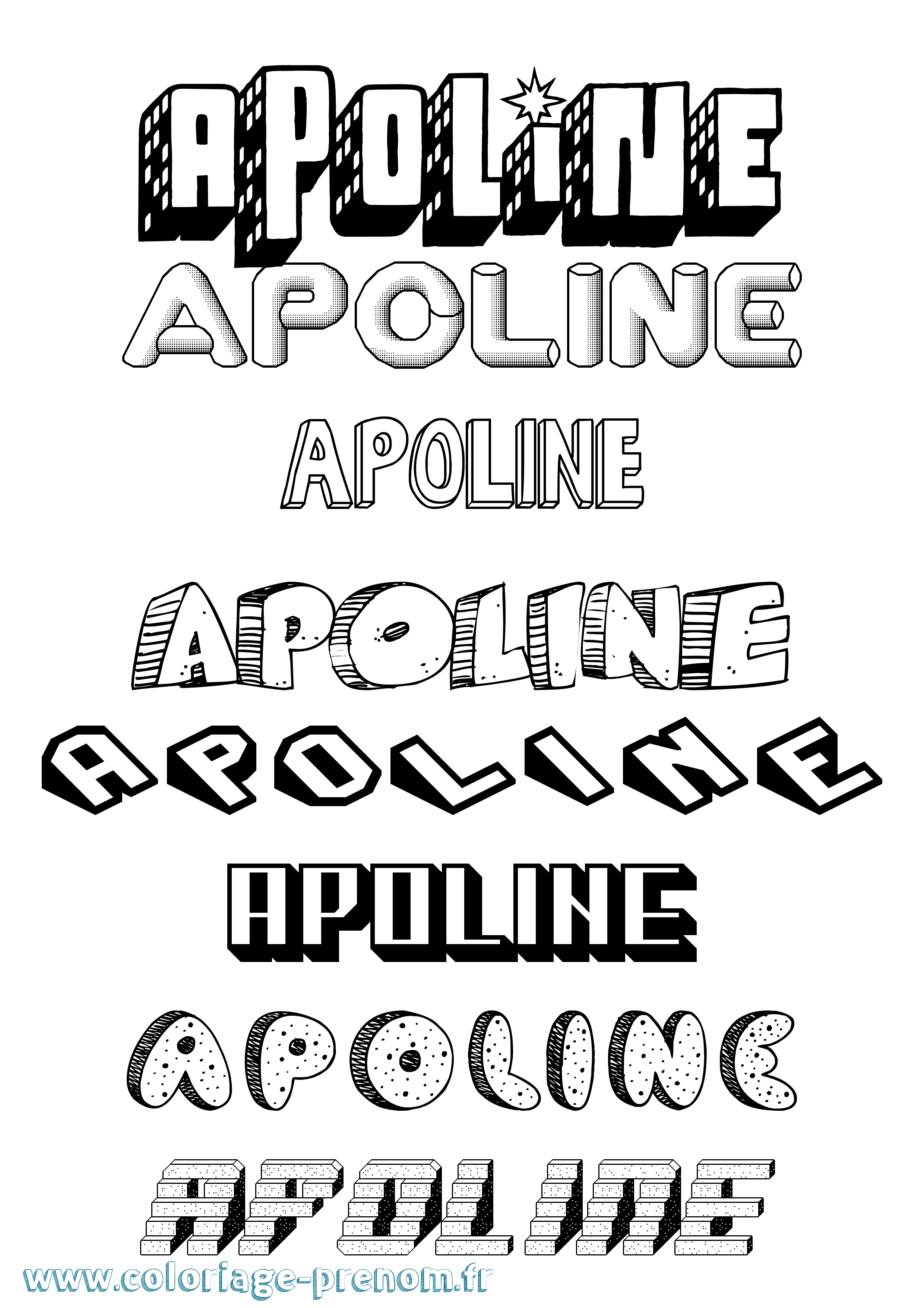 Coloriage Apoline Effet 3D Coloriage prénom Apoline Effet 3D