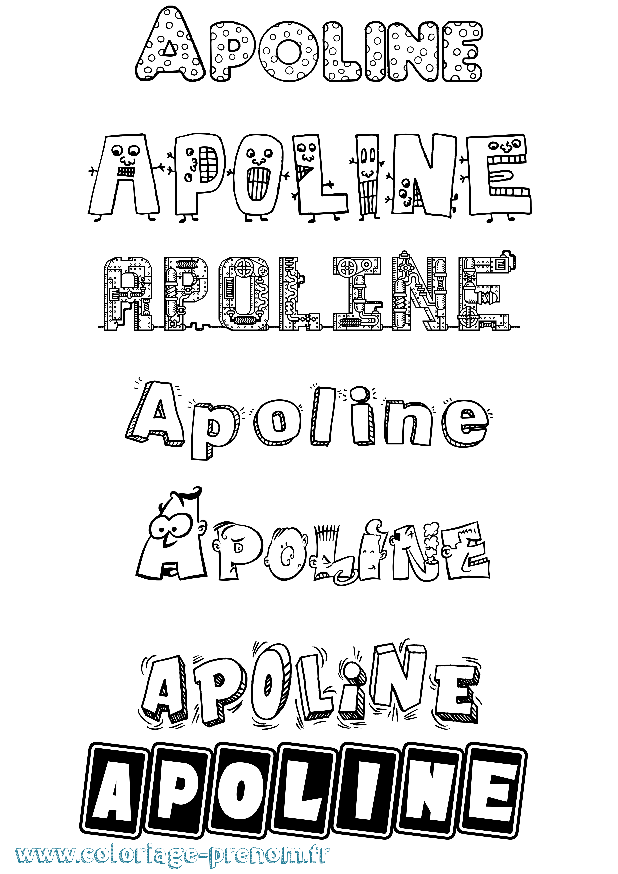 Coloriage Apoline Fun Coloriage prénom Apoline Fun