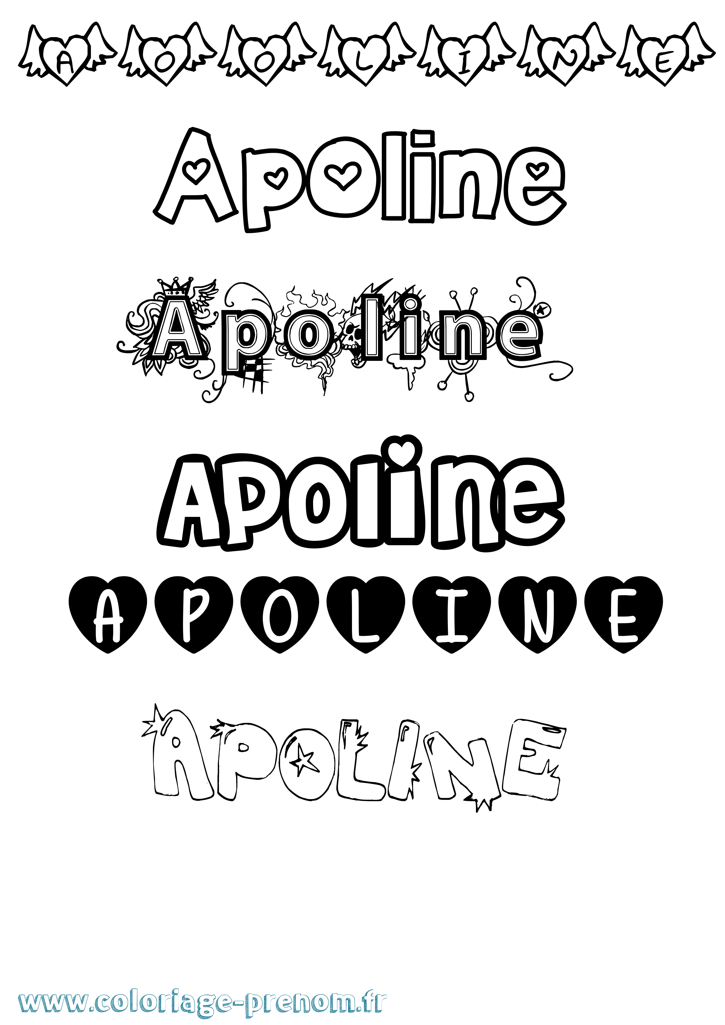 Coloriage Apoline Girly Coloriage prénom Apoline Girly