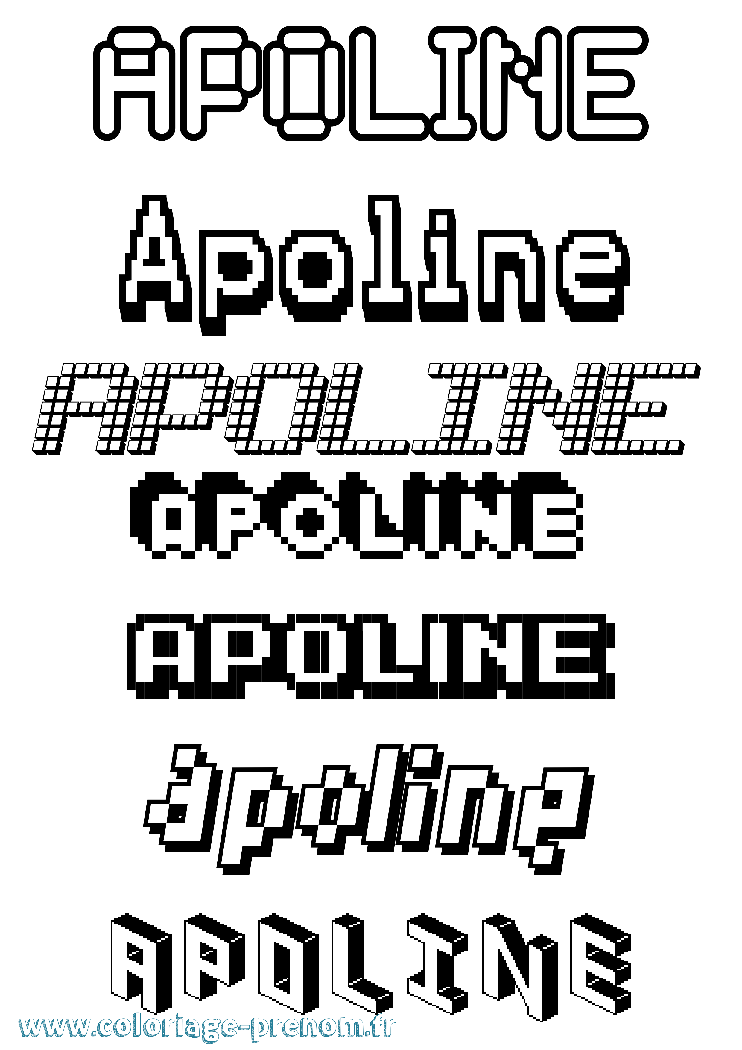 Coloriage Apoline Pixel Coloriage prénom Apoline Pixel