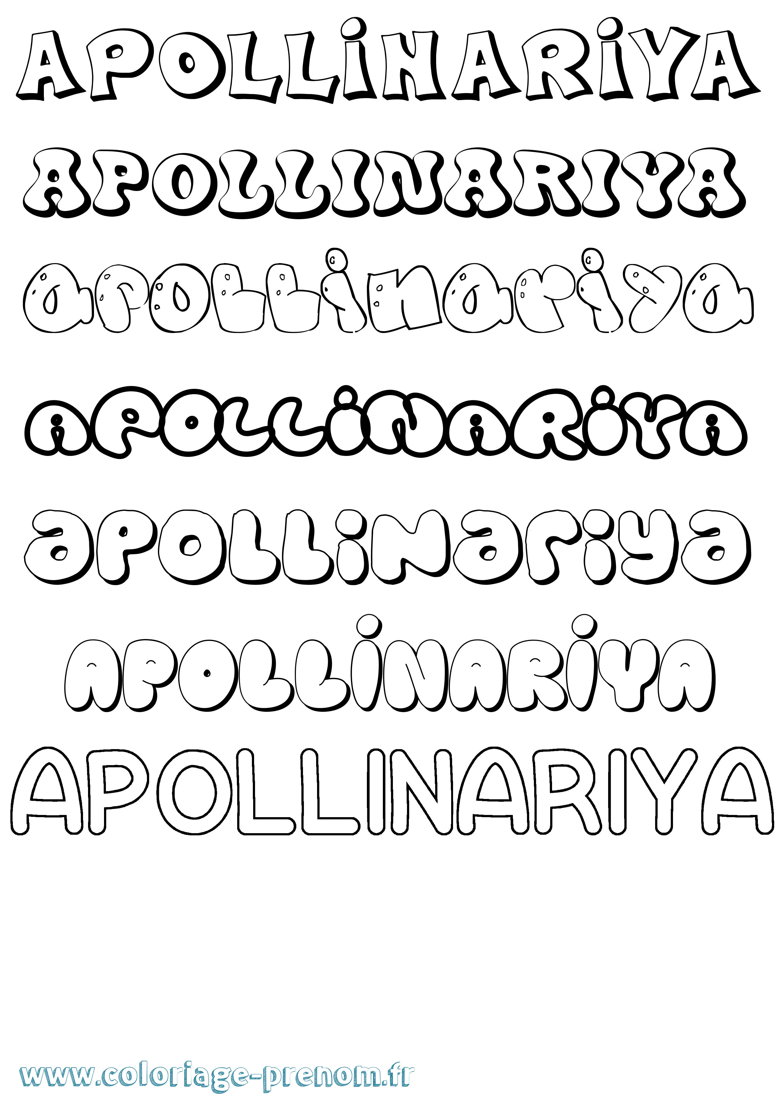 Coloriage Apollinariya Bubble Coloriage prénom Apollinariya Bubble