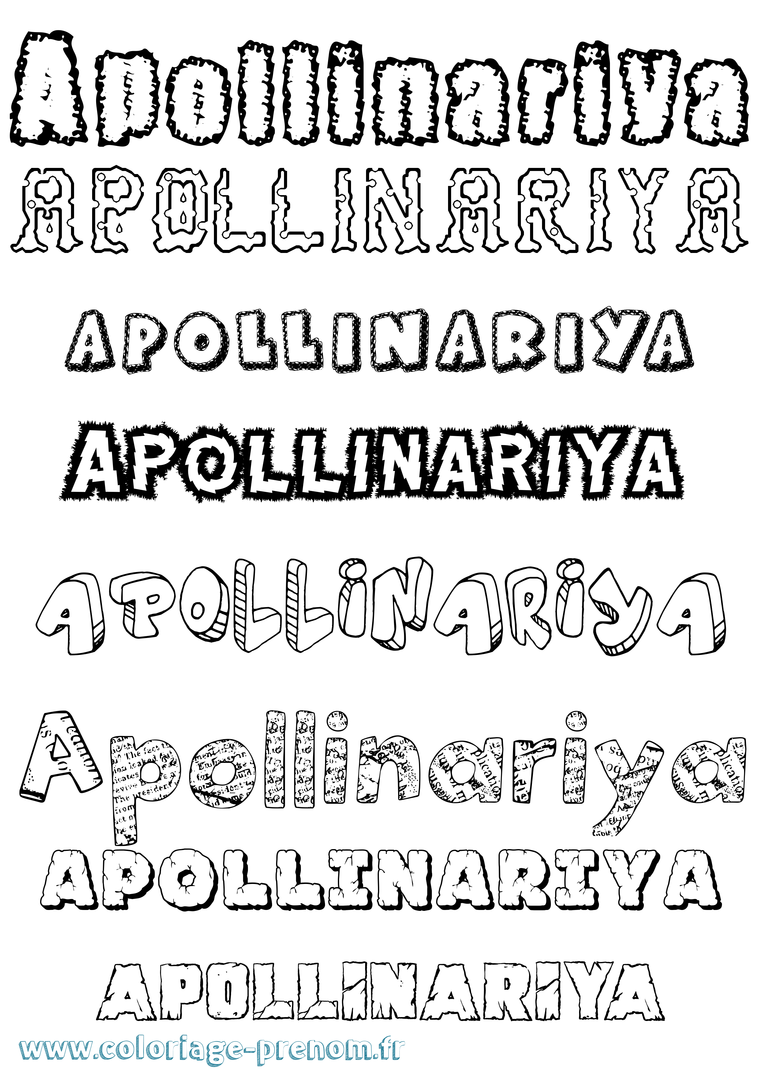 Coloriage Apollinariya Destructuré Coloriage prénom Apollinariya Destructuré