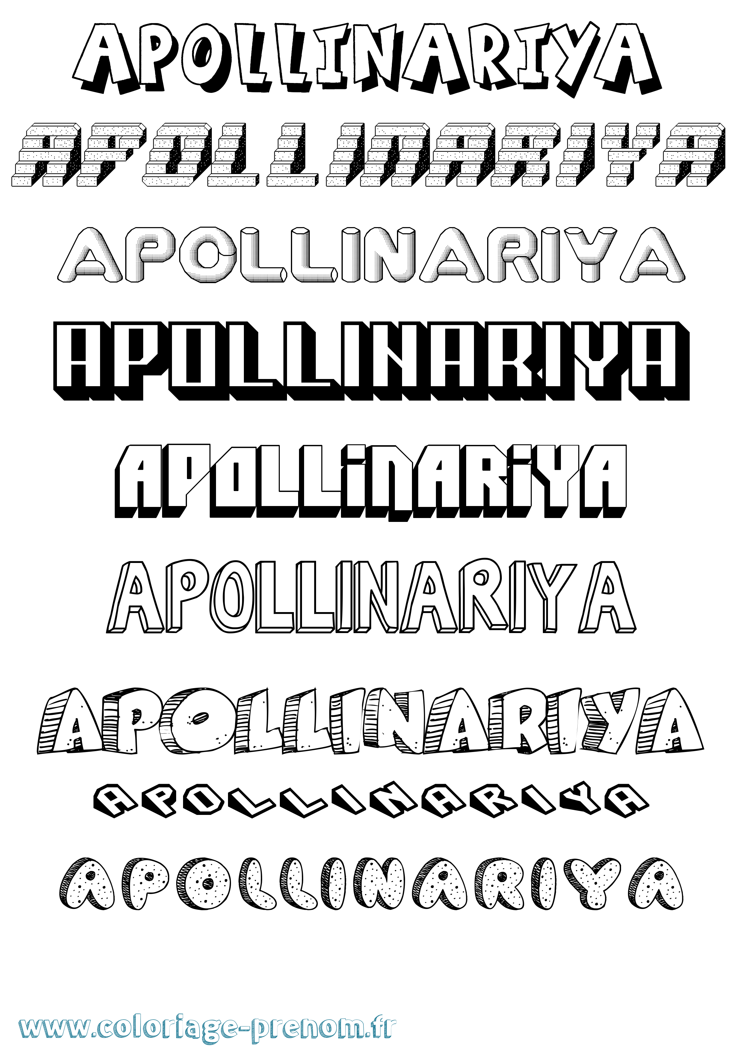 Coloriage Apollinariya Effet 3D Coloriage prénom Apollinariya Effet 3D