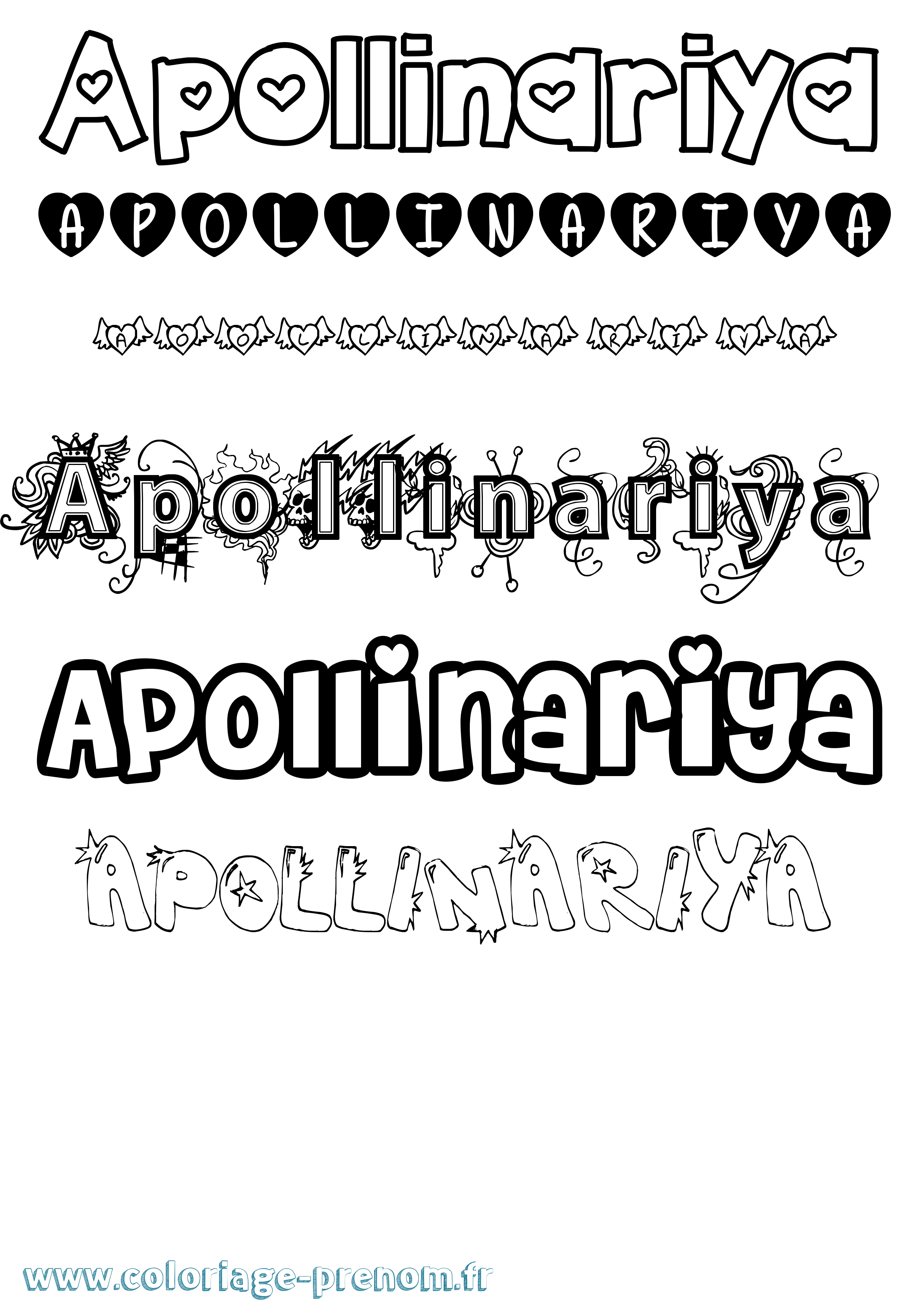 Coloriage Apollinariya Girly Coloriage prénom Apollinariya Girly