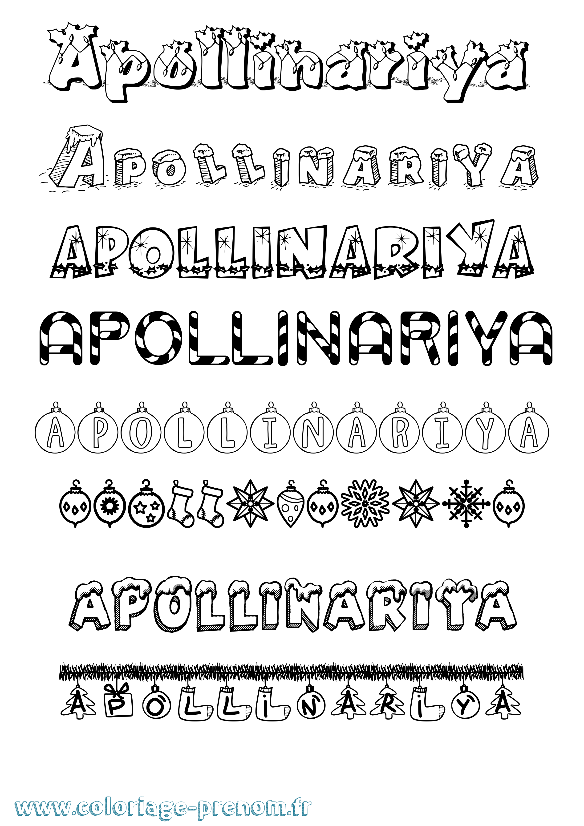 Coloriage Apollinariya Noël Coloriage prénom Apollinariya Noël