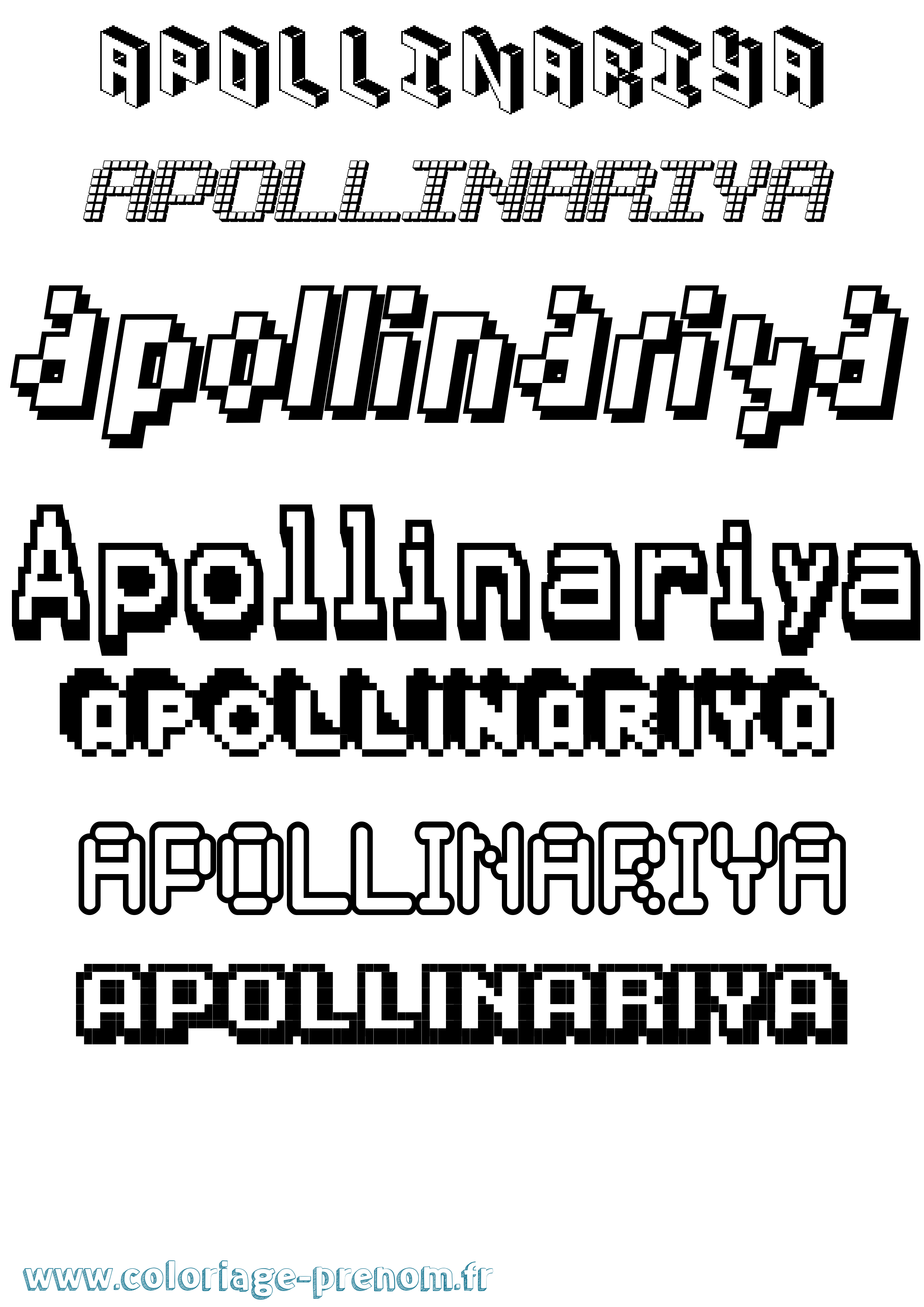Coloriage Apollinariya Pixel Coloriage prénom Apollinariya Pixel