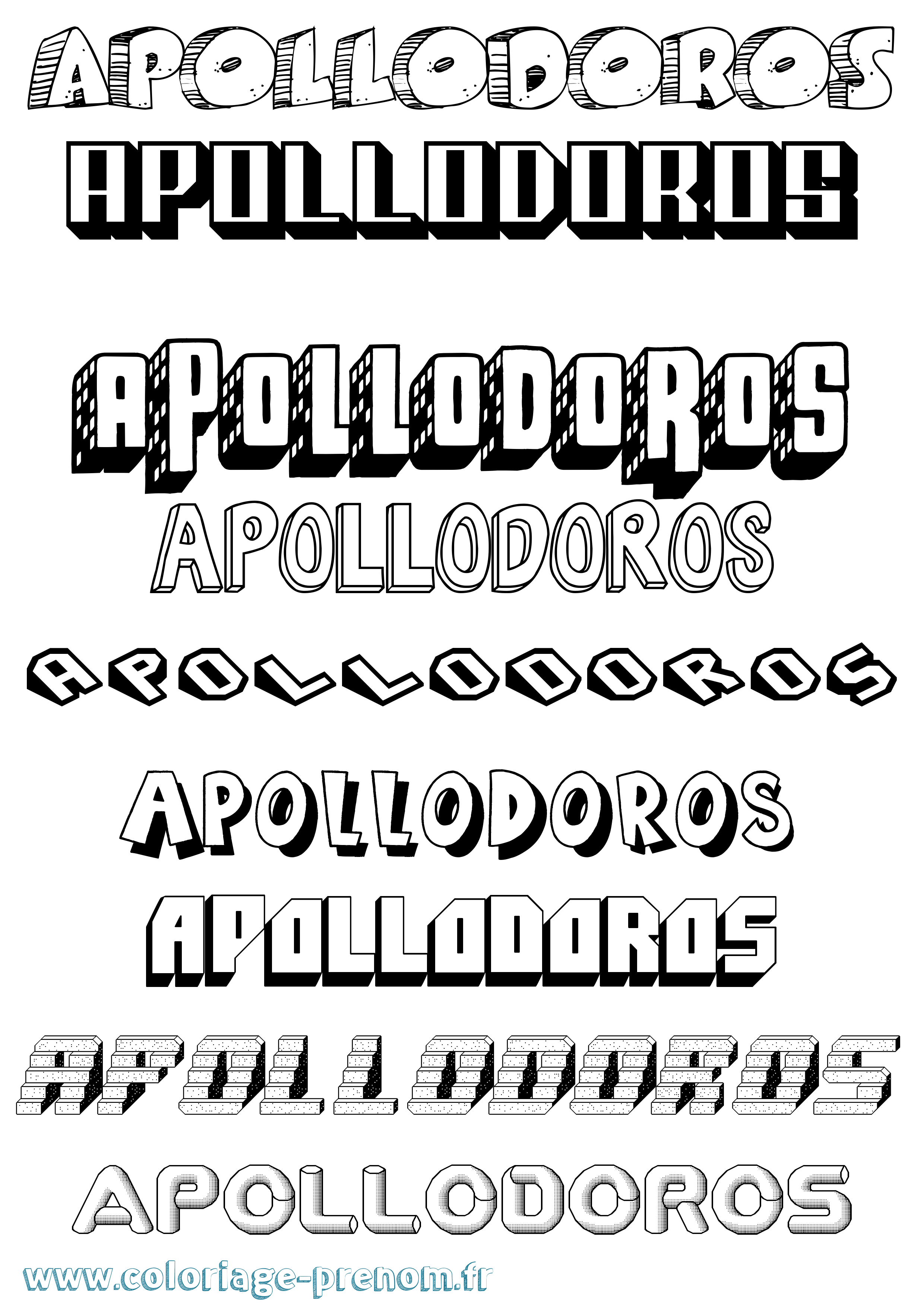 Coloriage Apollodoros Effet 3D Coloriage prénom Apollodoros Effet 3D