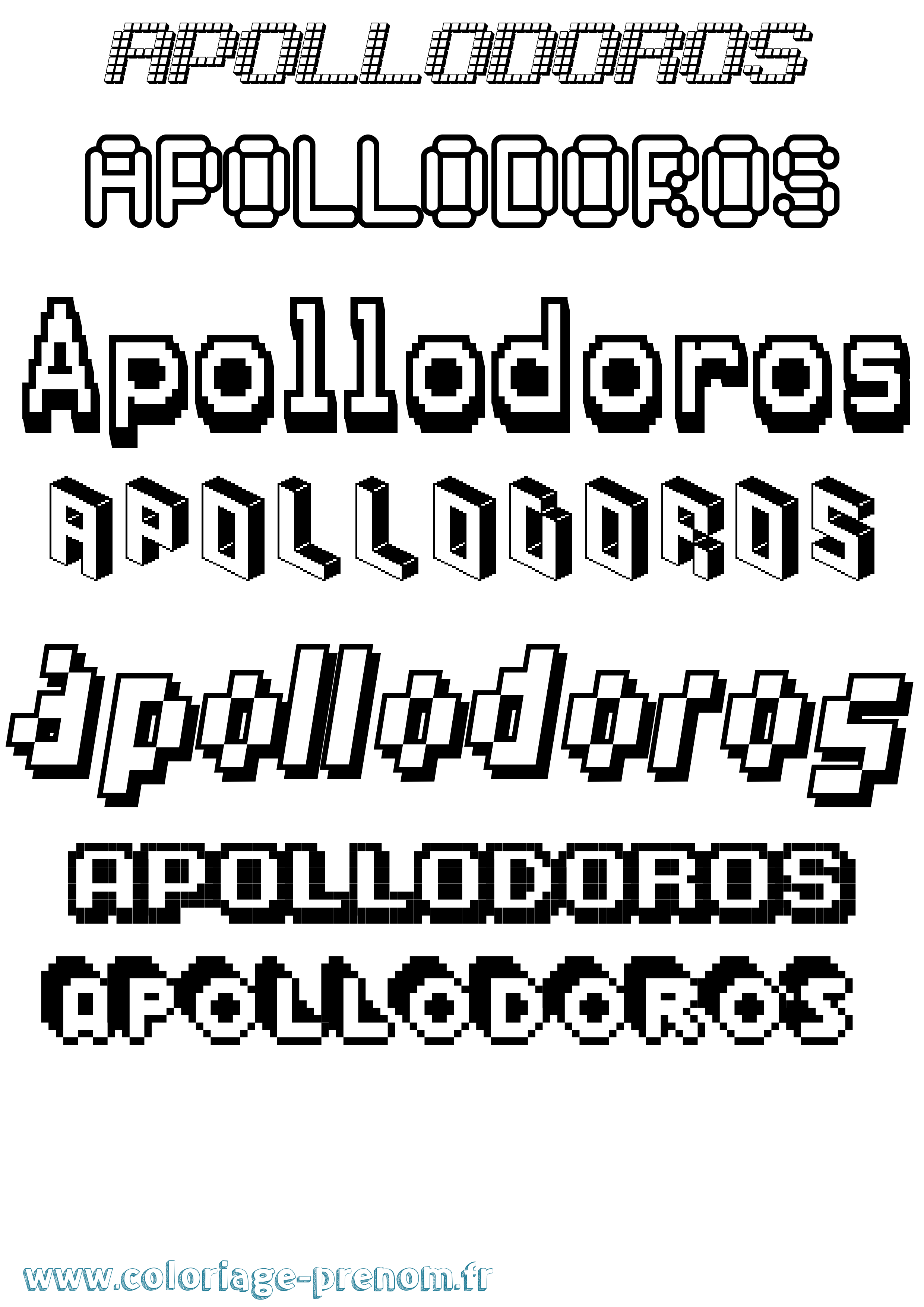 Coloriage Apollodoros Pixel Coloriage prénom Apollodoros Pixel