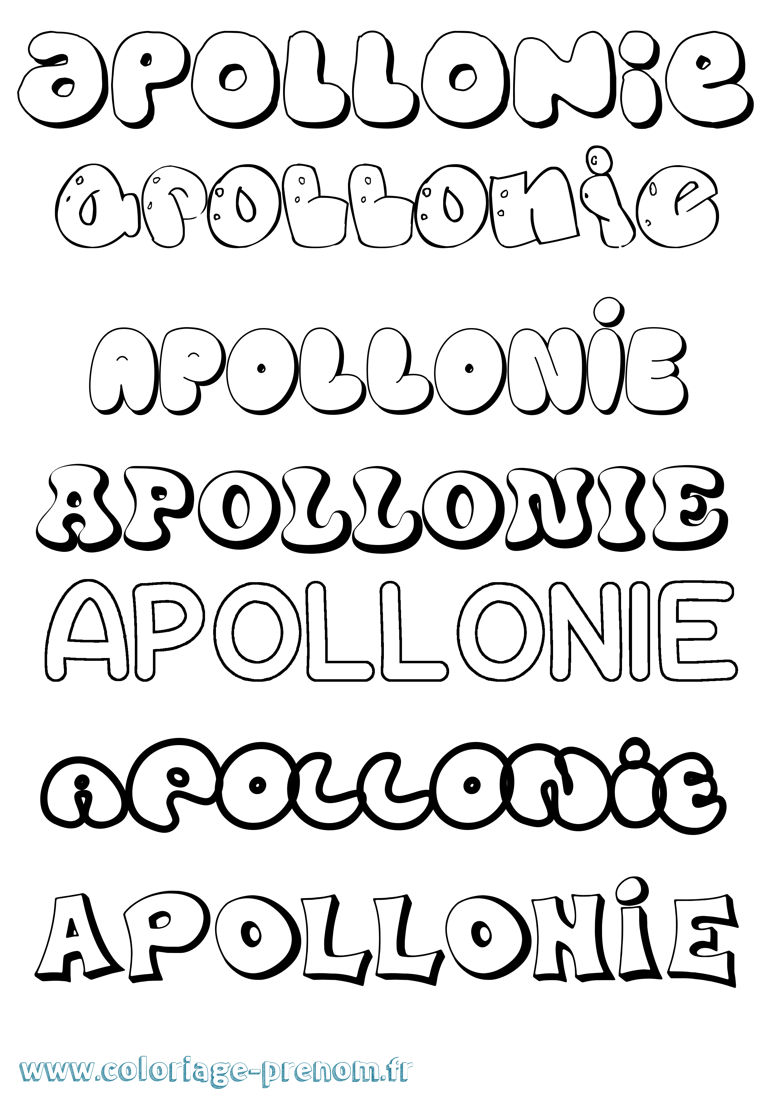 Coloriage Apollonie Bubble Coloriage prénom Apollonie Bubble