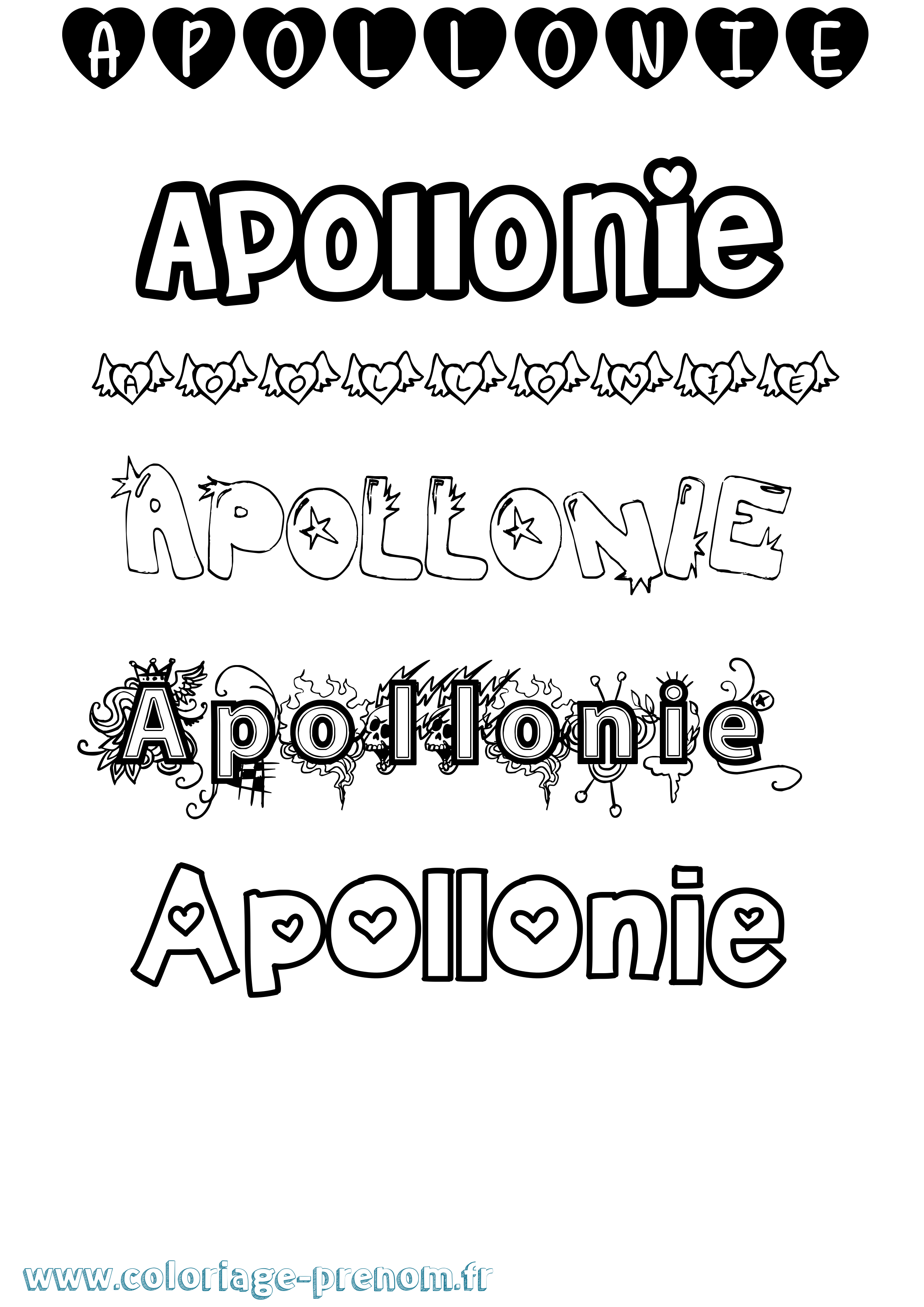 Coloriage Apollonie Girly Coloriage prénom Apollonie Girly