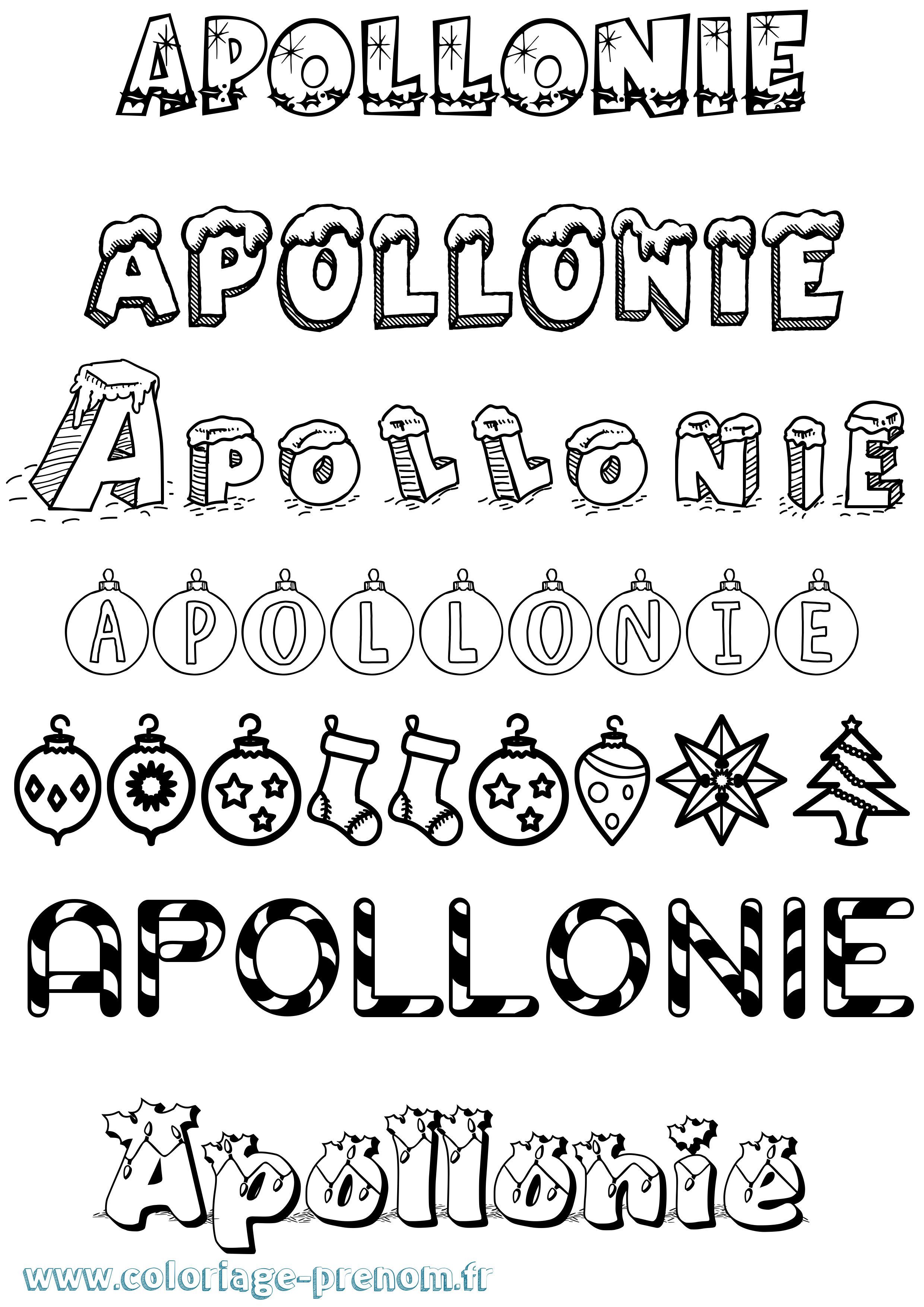 Coloriage Apollonie Noël Coloriage prénom Apollonie Noël