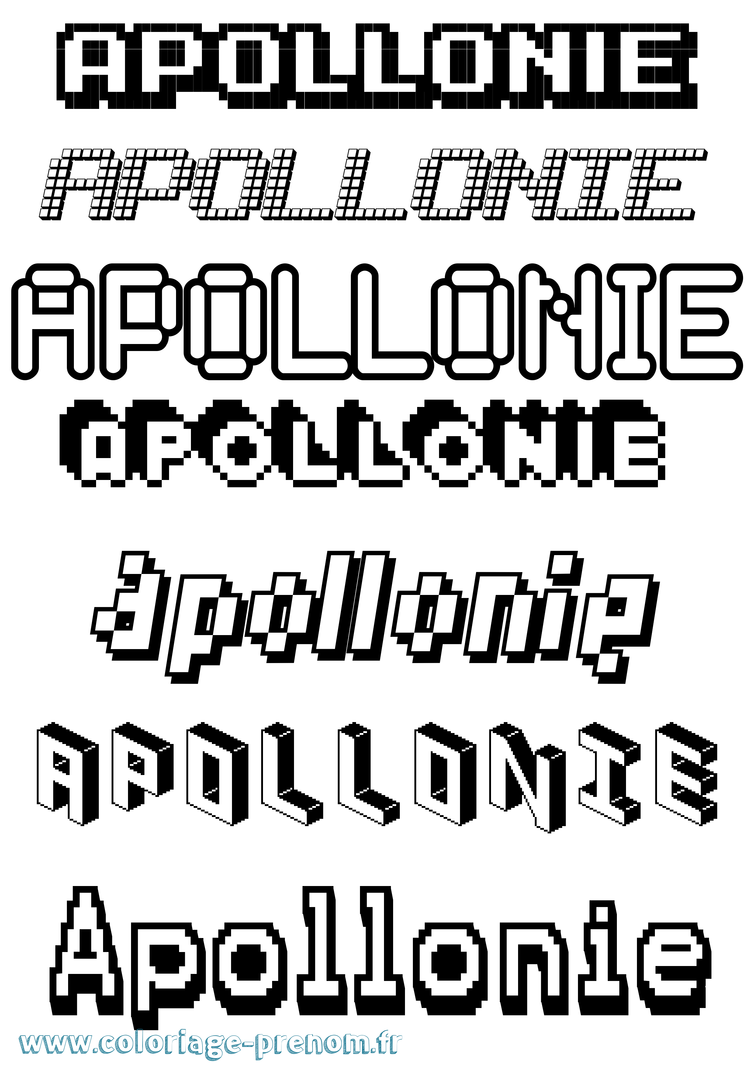 Coloriage Apollonie Pixel Coloriage prénom Apollonie Pixel