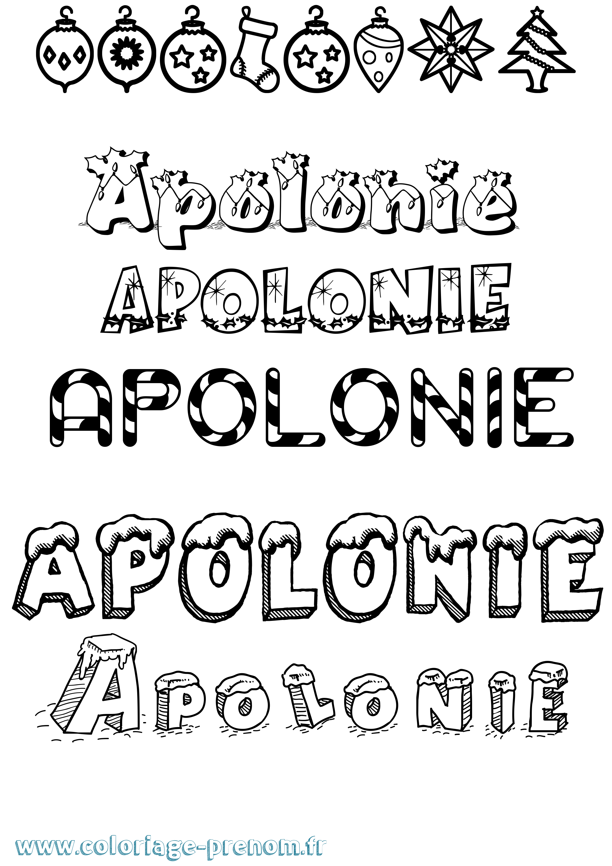 Coloriage Apolonie Noël Coloriage prénom Apolonie Noël