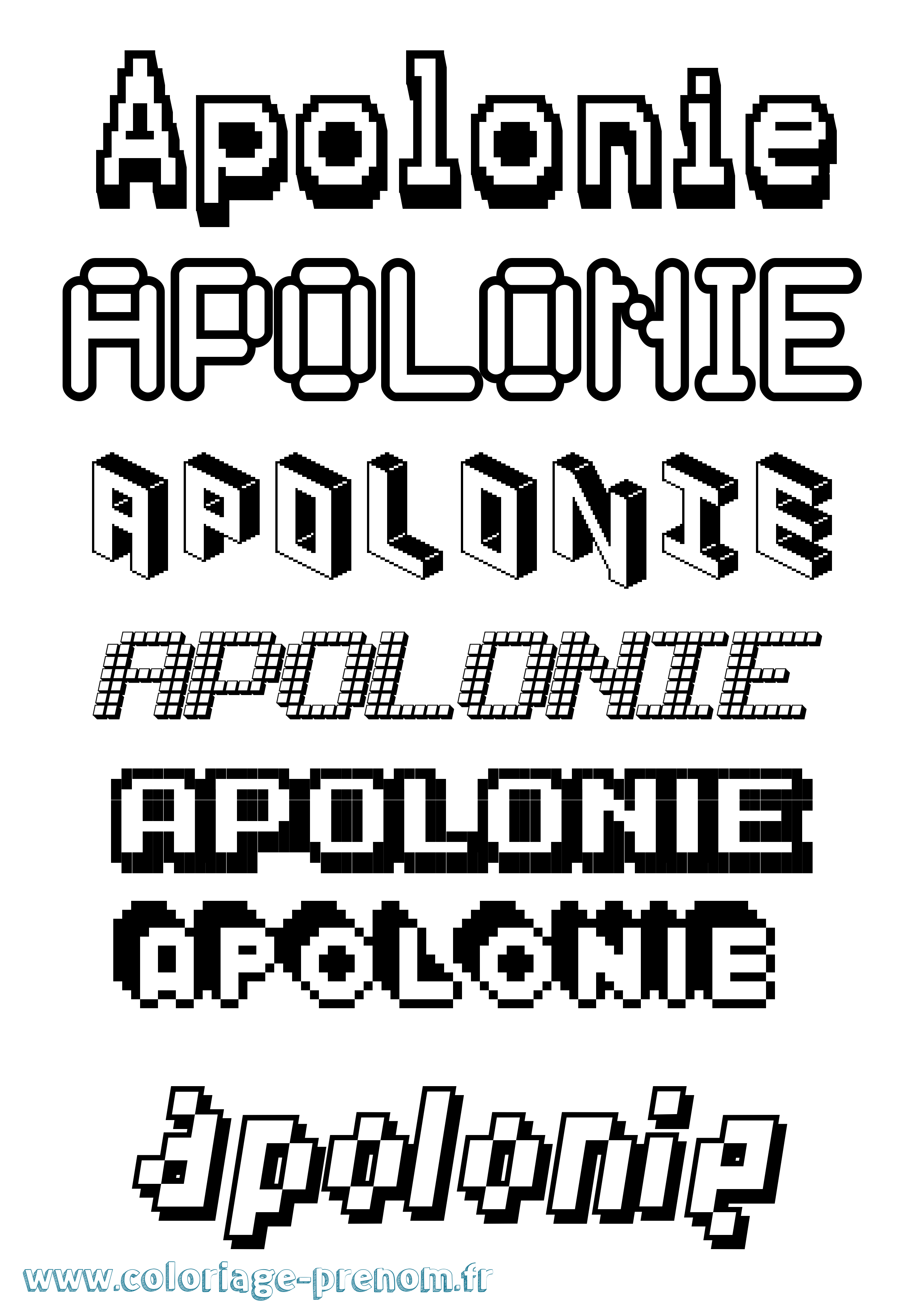 Coloriage Apolonie Pixel Coloriage prénom Apolonie Pixel