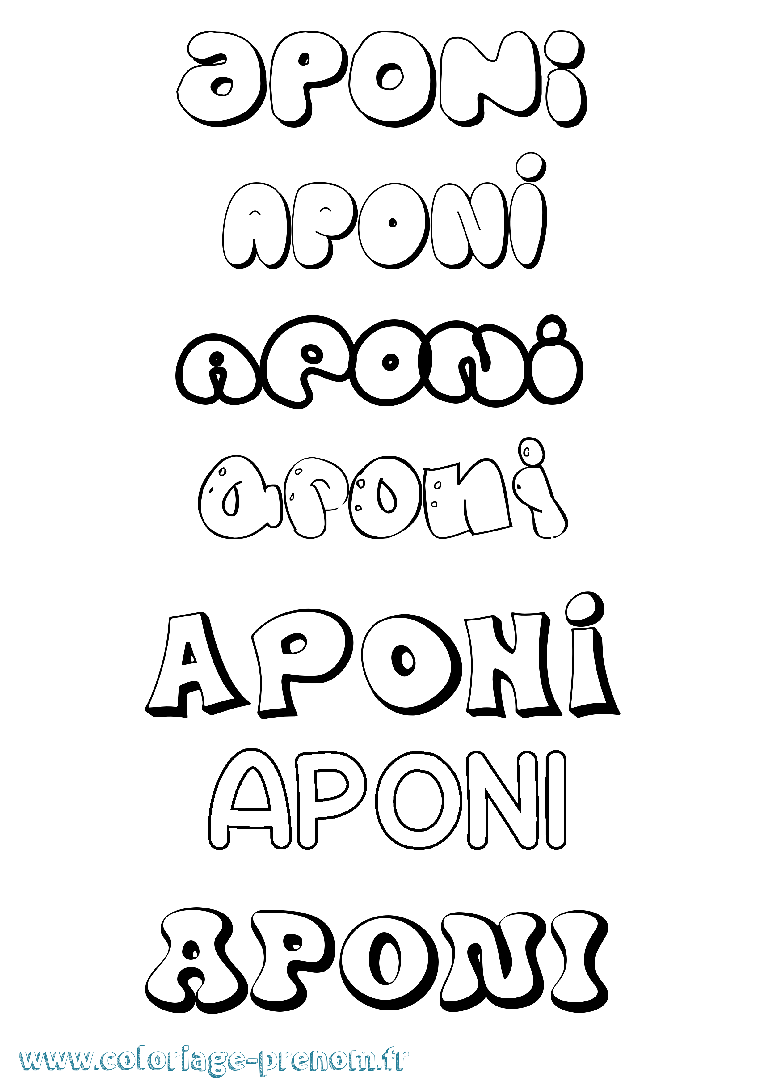 Coloriage Aponi Bubble Coloriage prénom Aponi Bubble