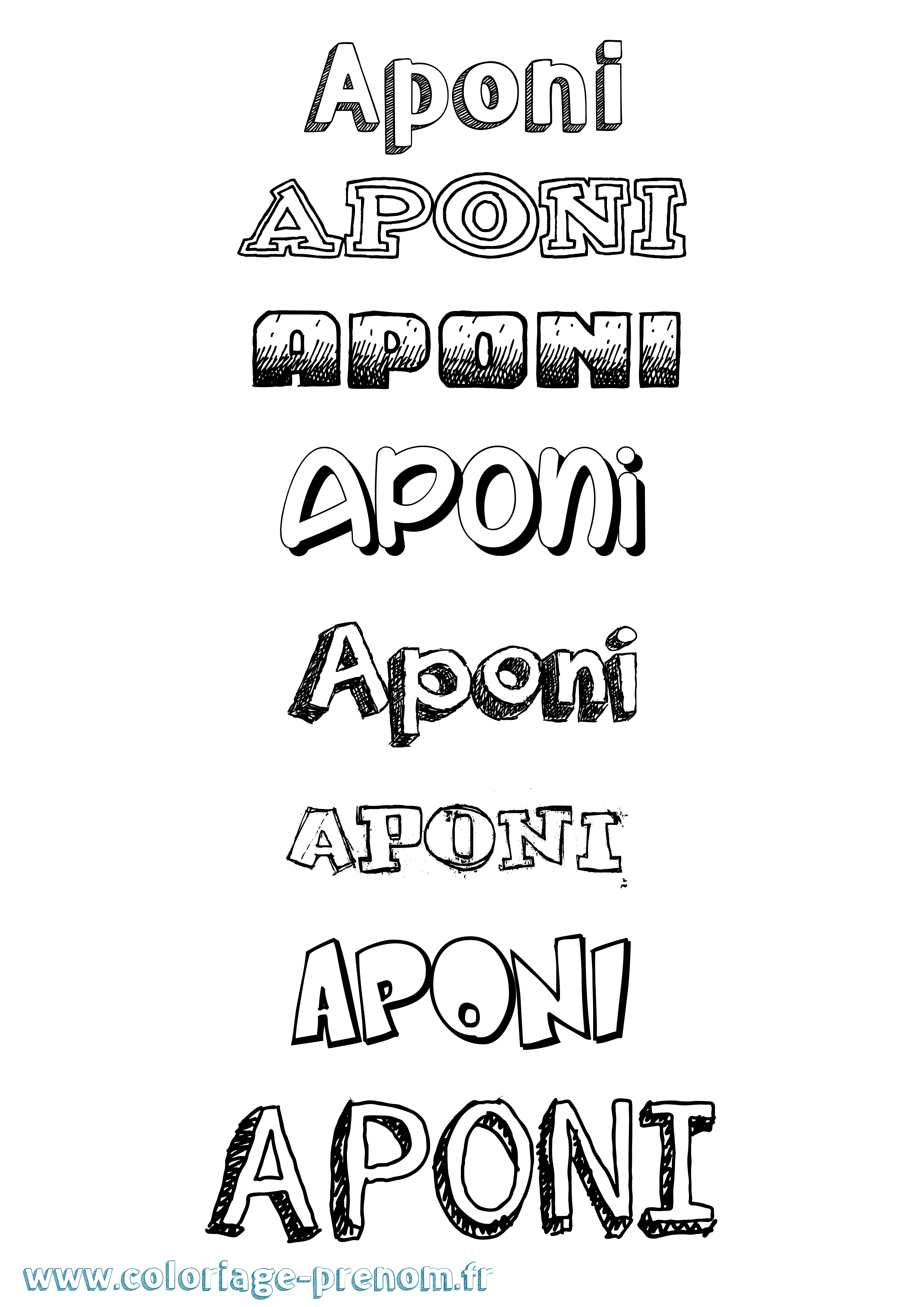 Coloriage Aponi Dessiné Coloriage prénom Aponi Dessiné