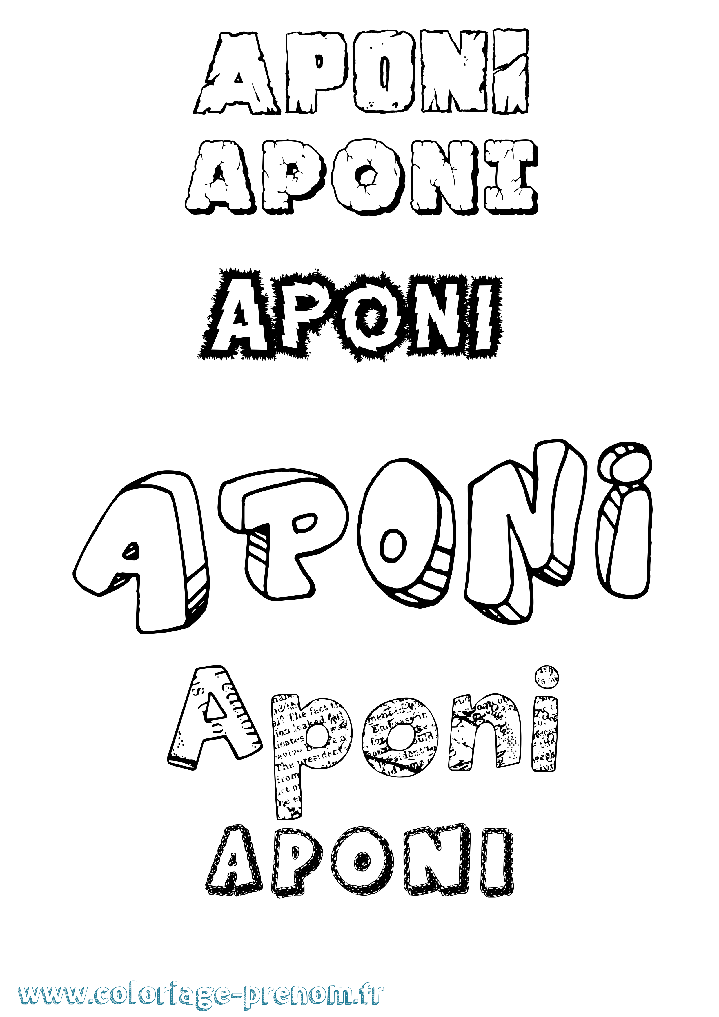 Coloriage Aponi Destructuré Coloriage prénom Aponi Destructuré