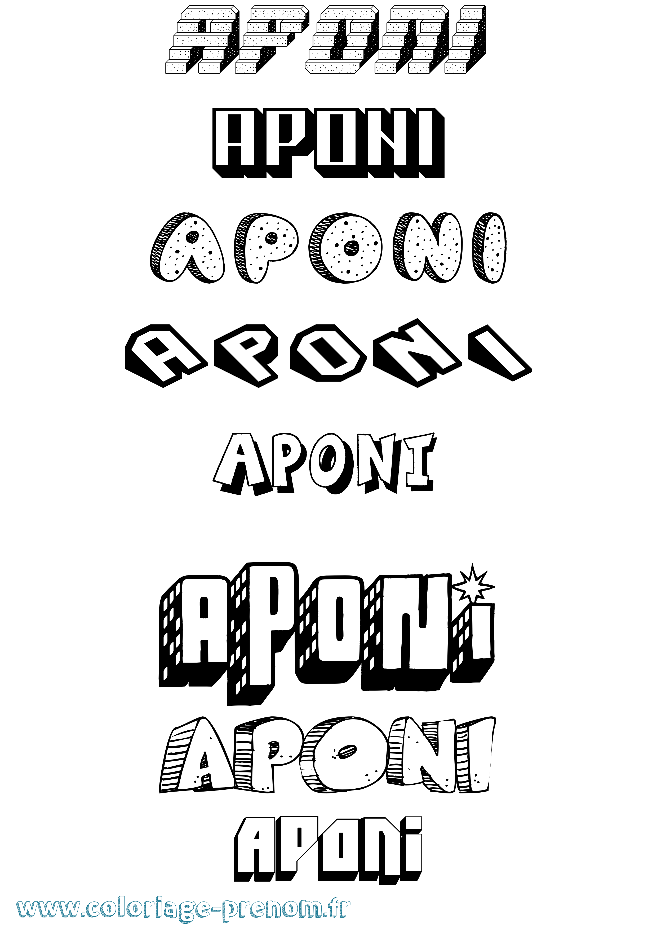 Coloriage Aponi Effet 3D Coloriage prénom Aponi Effet 3D