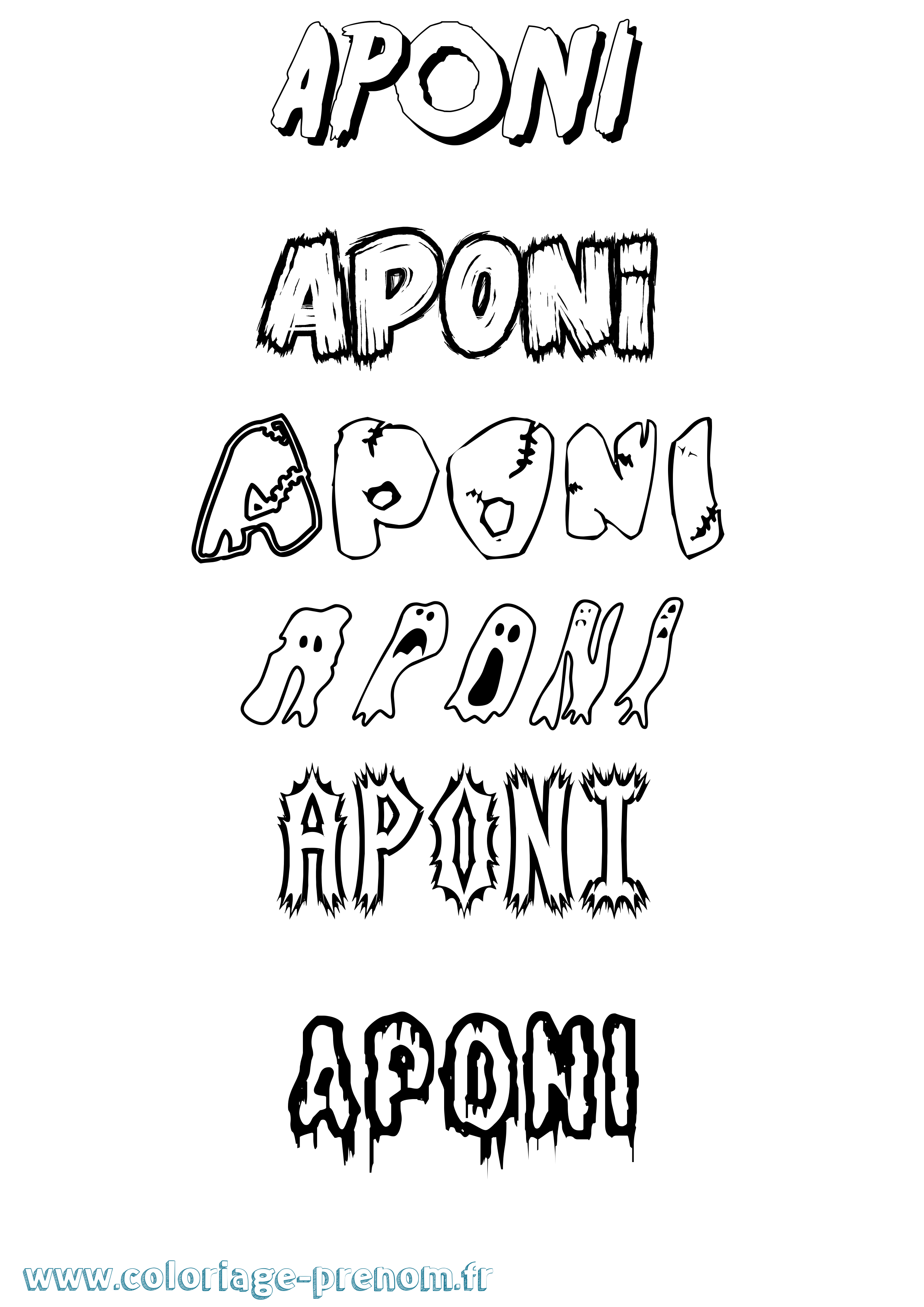 Coloriage Aponi Frisson Coloriage prénom Aponi Frisson