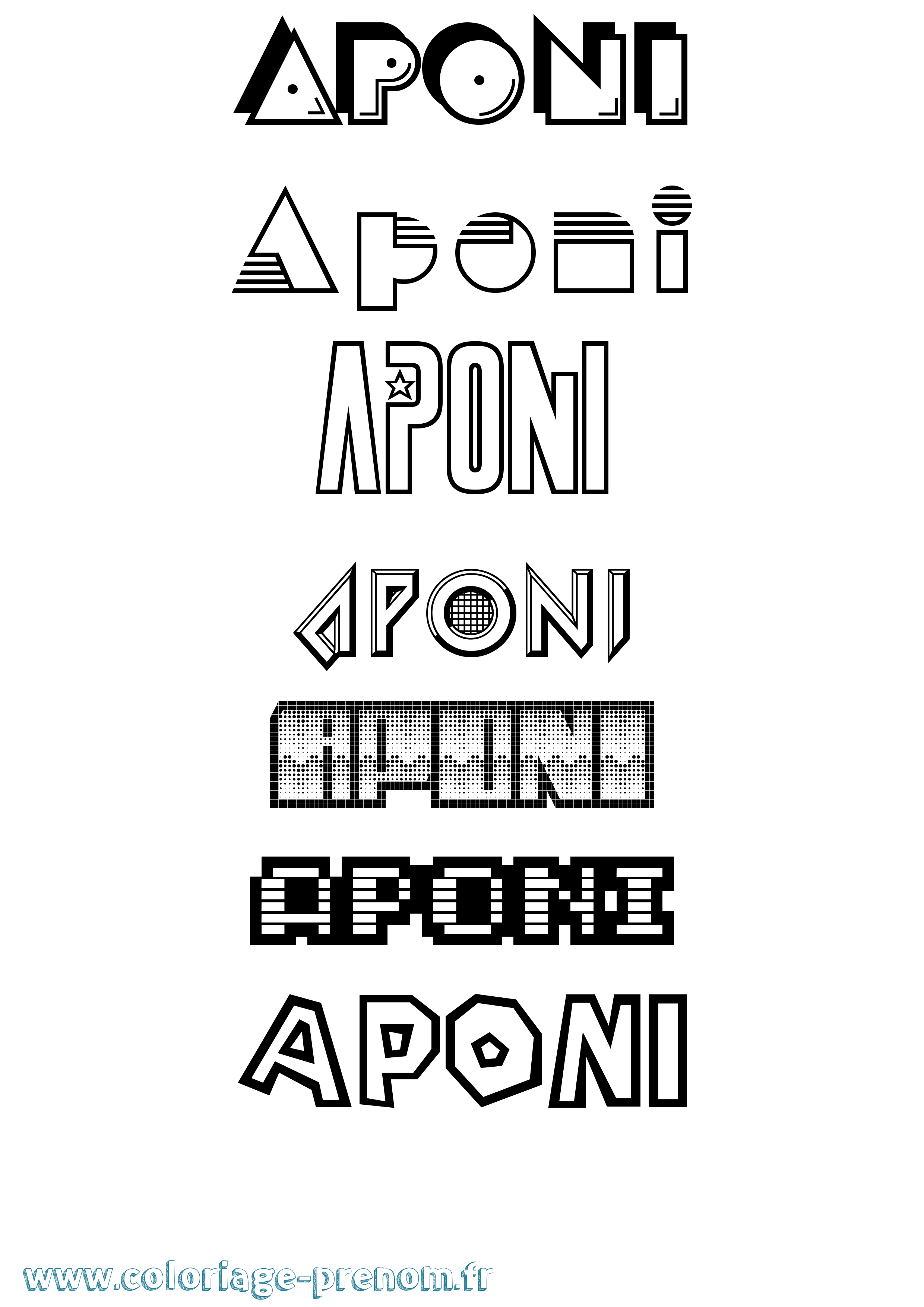 Coloriage Aponi Jeux Vidéos Coloriage prénom Aponi Jeux Vidéos
