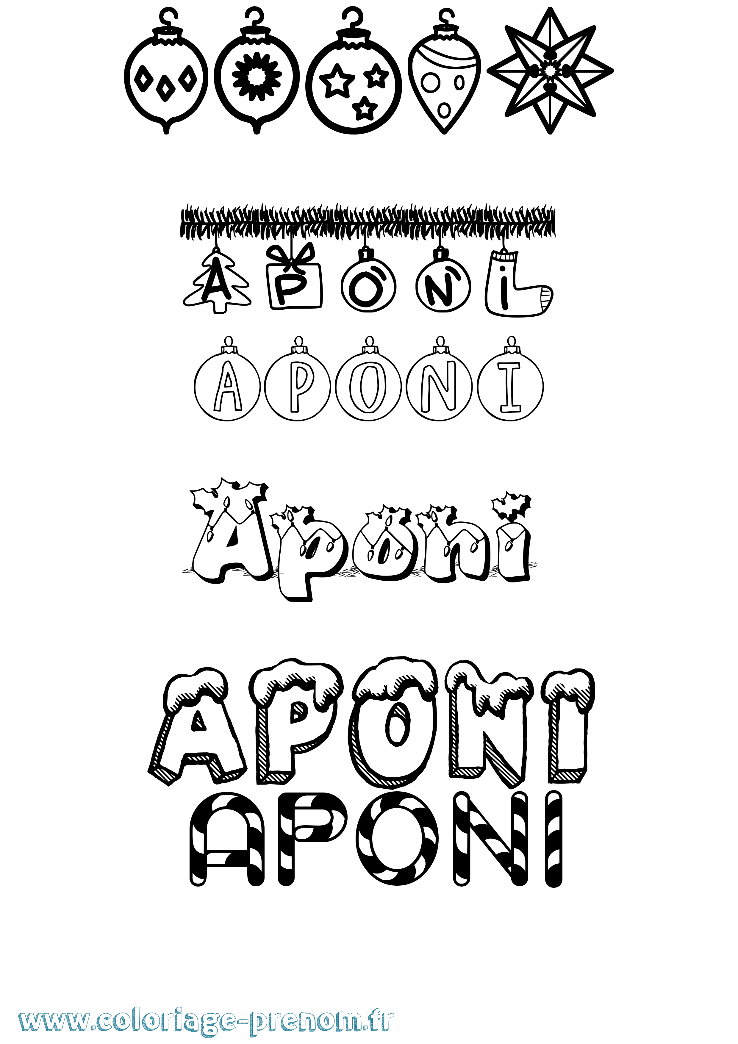 Coloriage Aponi Noël Coloriage prénom Aponi Noël