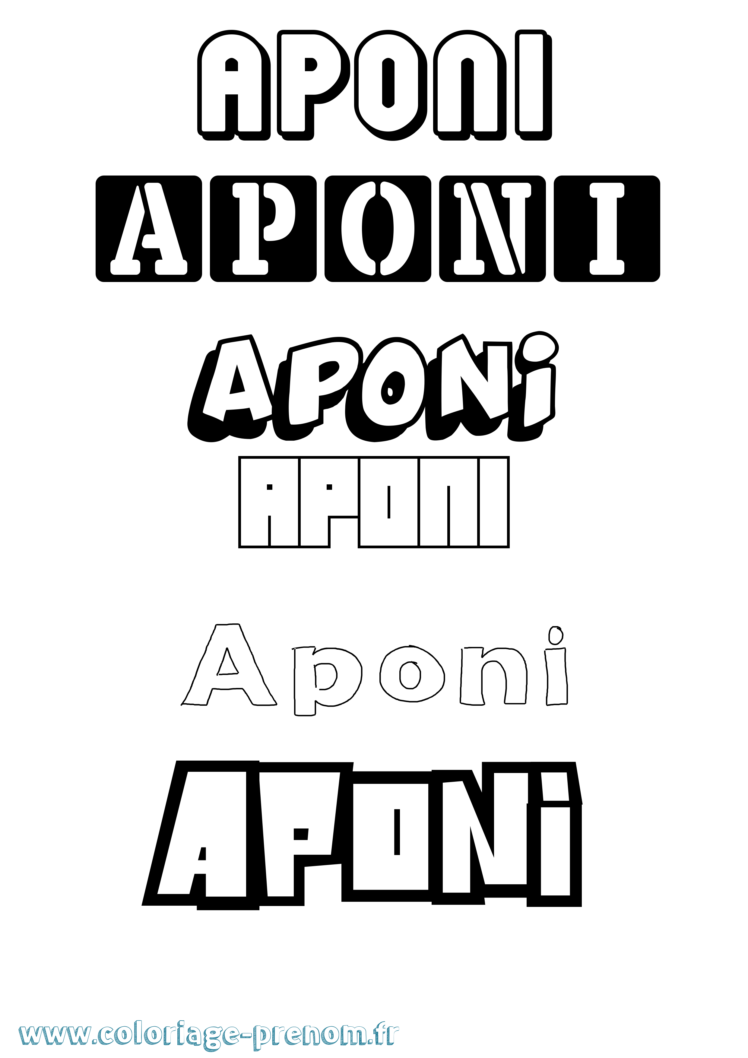 Coloriage Aponi Simple Coloriage prénom Aponi Simple