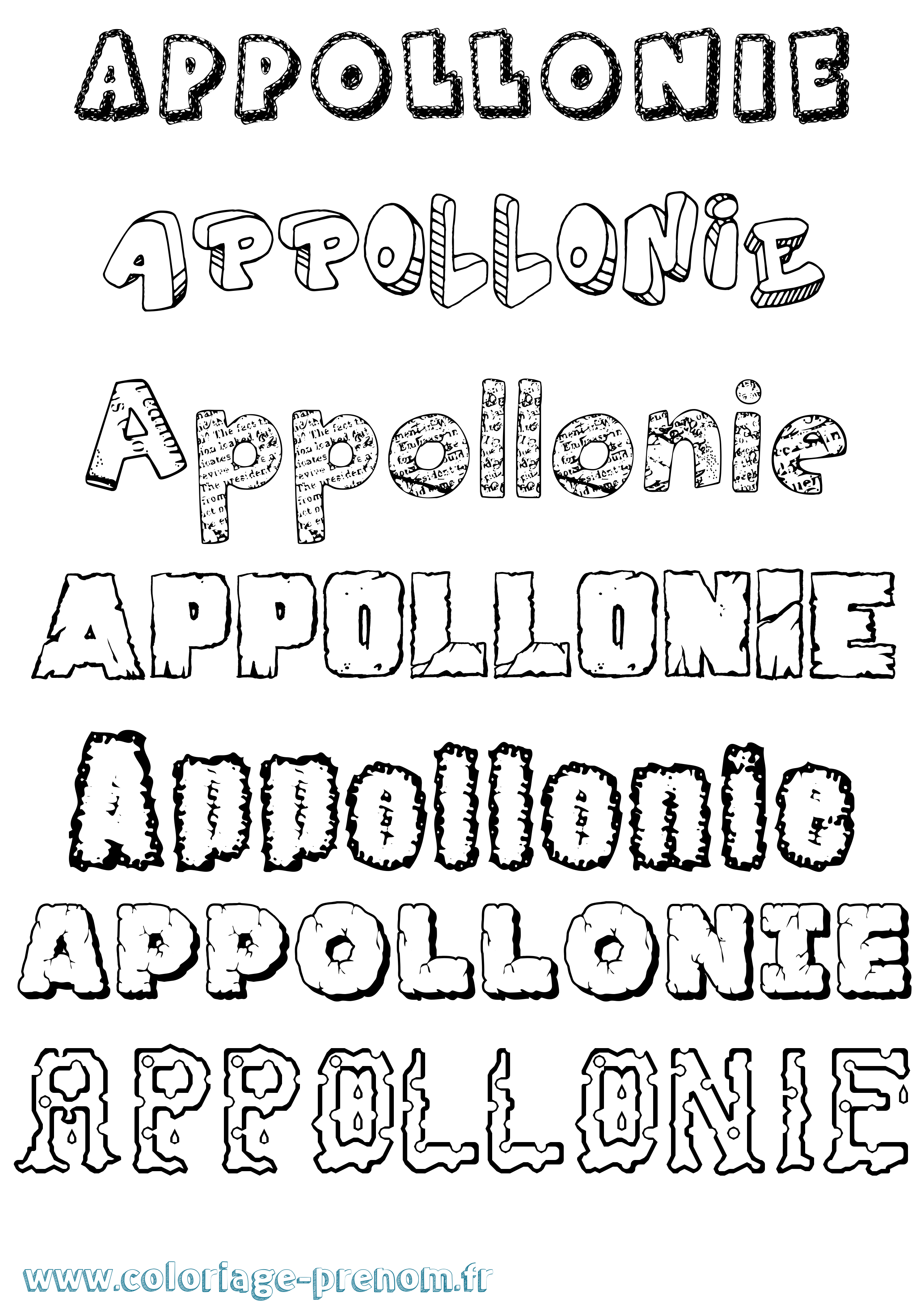 Coloriage Appollonie Destructuré Coloriage prénom Appollonie Destructuré
