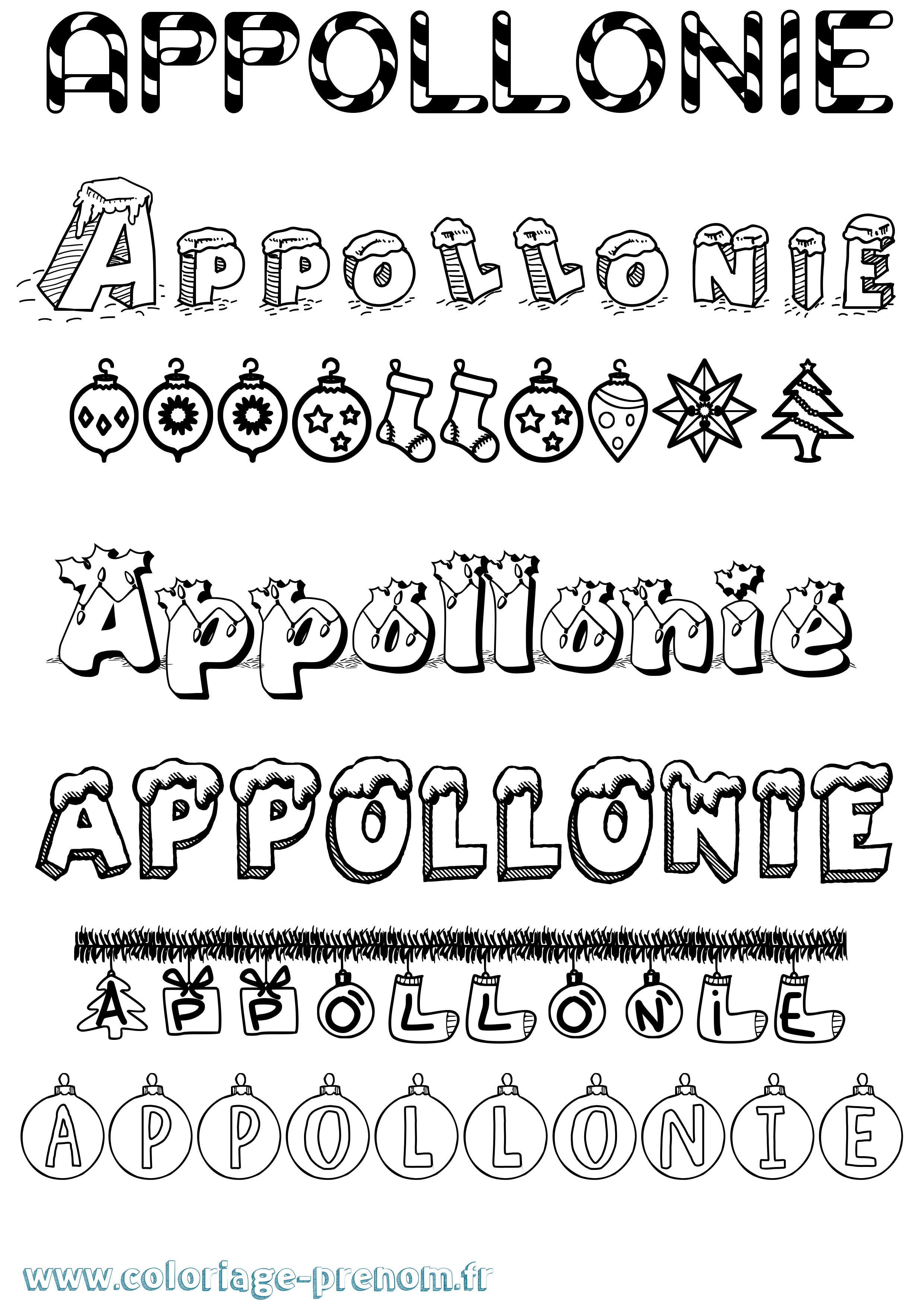 Coloriage Appollonie Noël Coloriage prénom Appollonie Noël